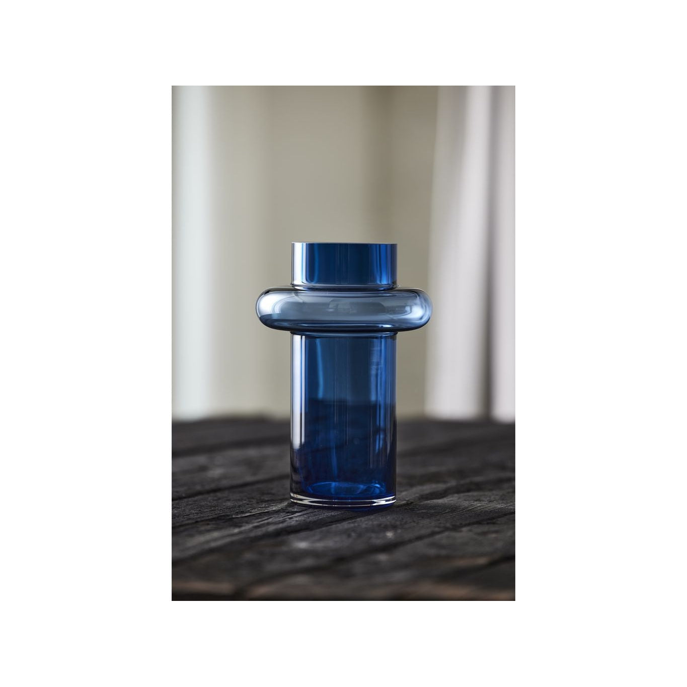 Lyngby Glas Tube Jarrón H: 25 cm, azul oscuro