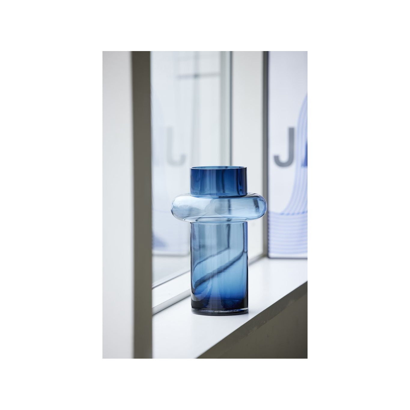 Vase de tube Lyngby Glas H: 25 cm, bleu foncé