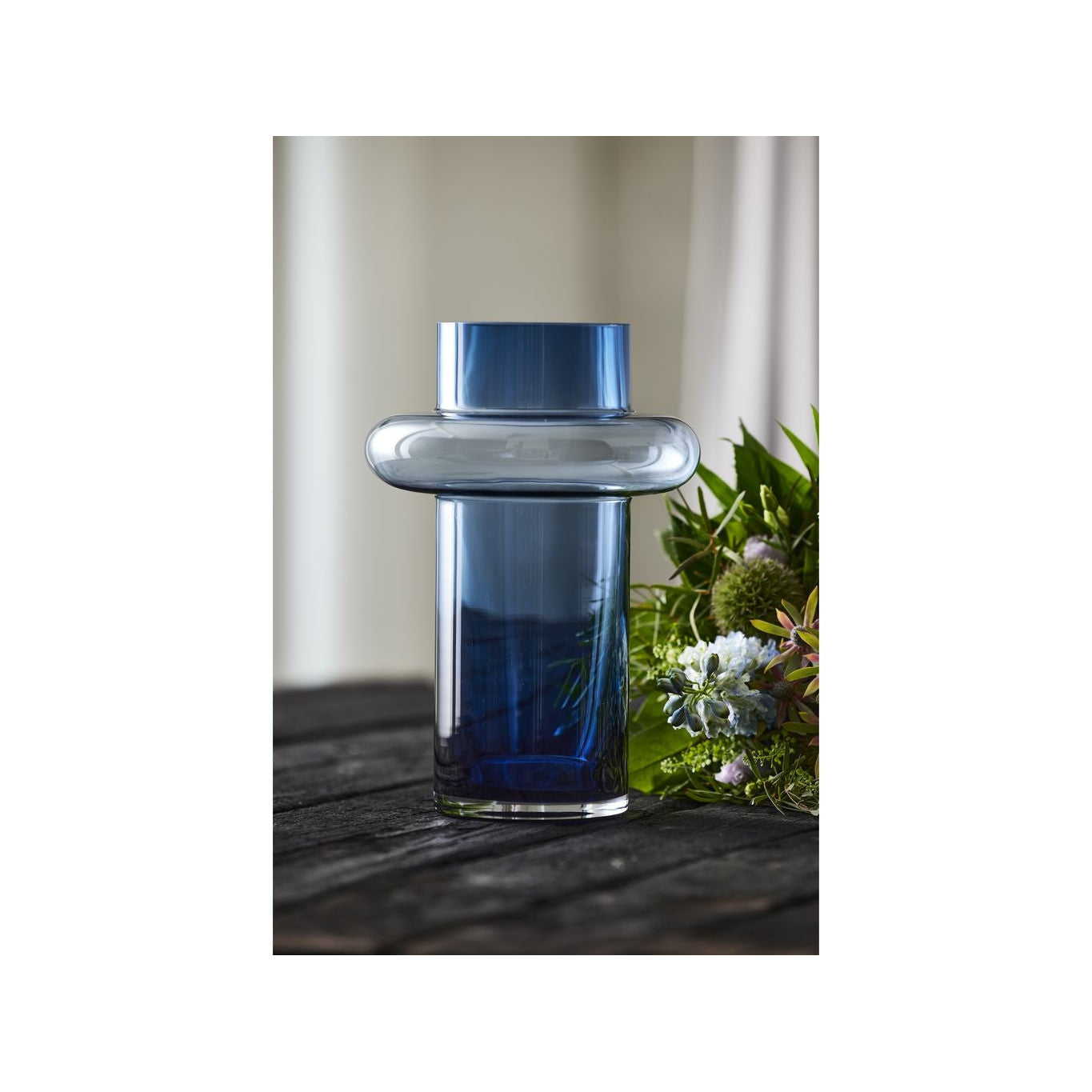 Lyngby Glas Tube Vase H: 30 Cm, Dark Blue