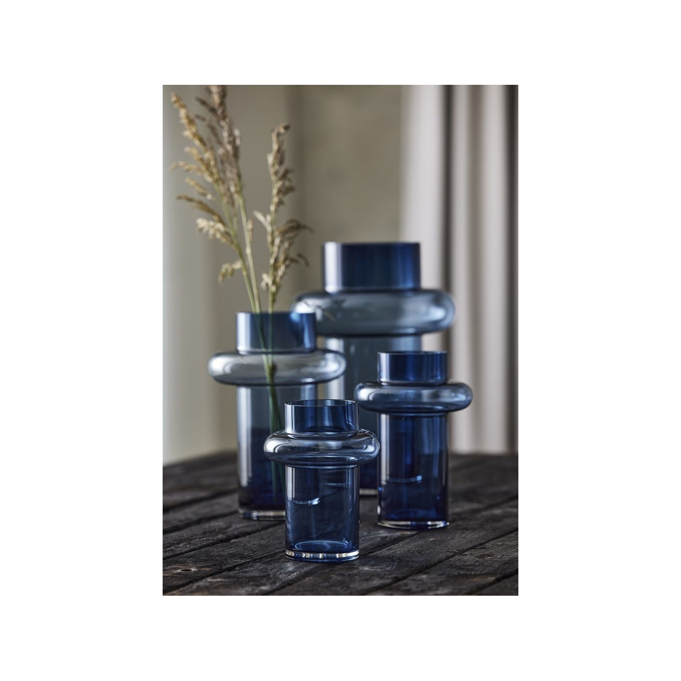 Lyngby Glas Tube Vase H: 30 Cm, Dark Blue