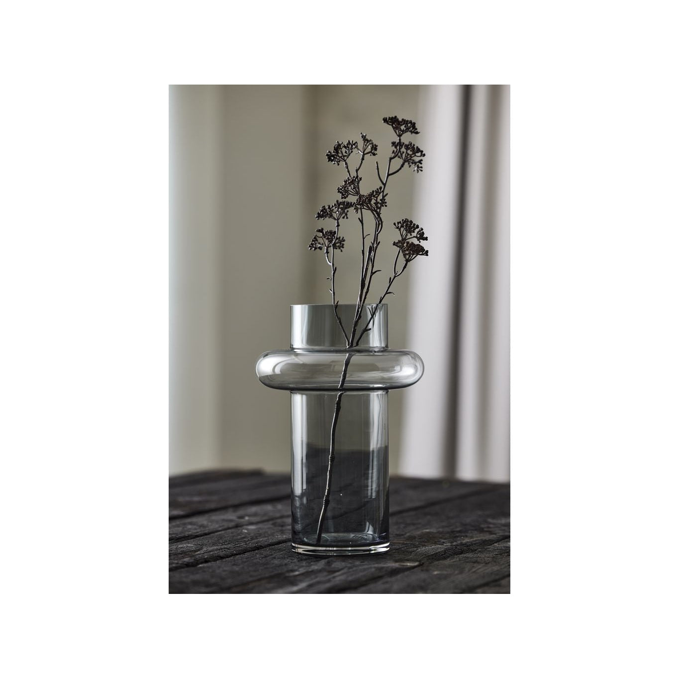 Lyngby Glas Tube Vase H: 30 cm, røg