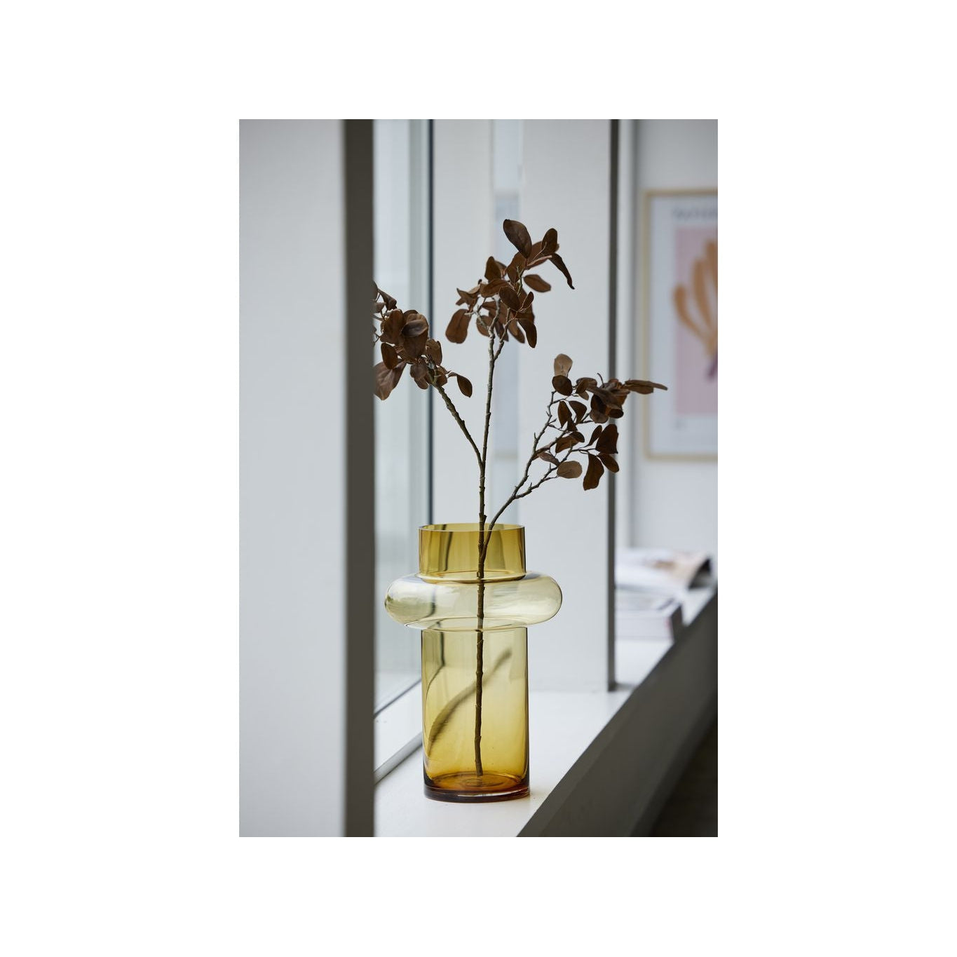 Vase de tube Lyngby Glas H: 40 cm, ambre