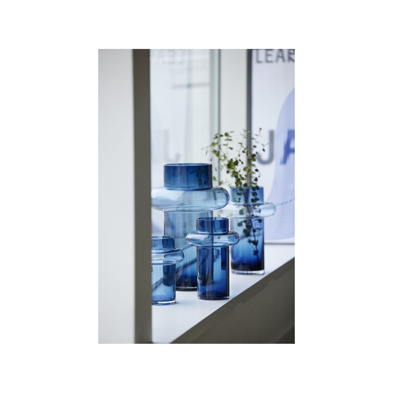 Vase de tube Lyngby Glas H: 40 cm, bleu foncé