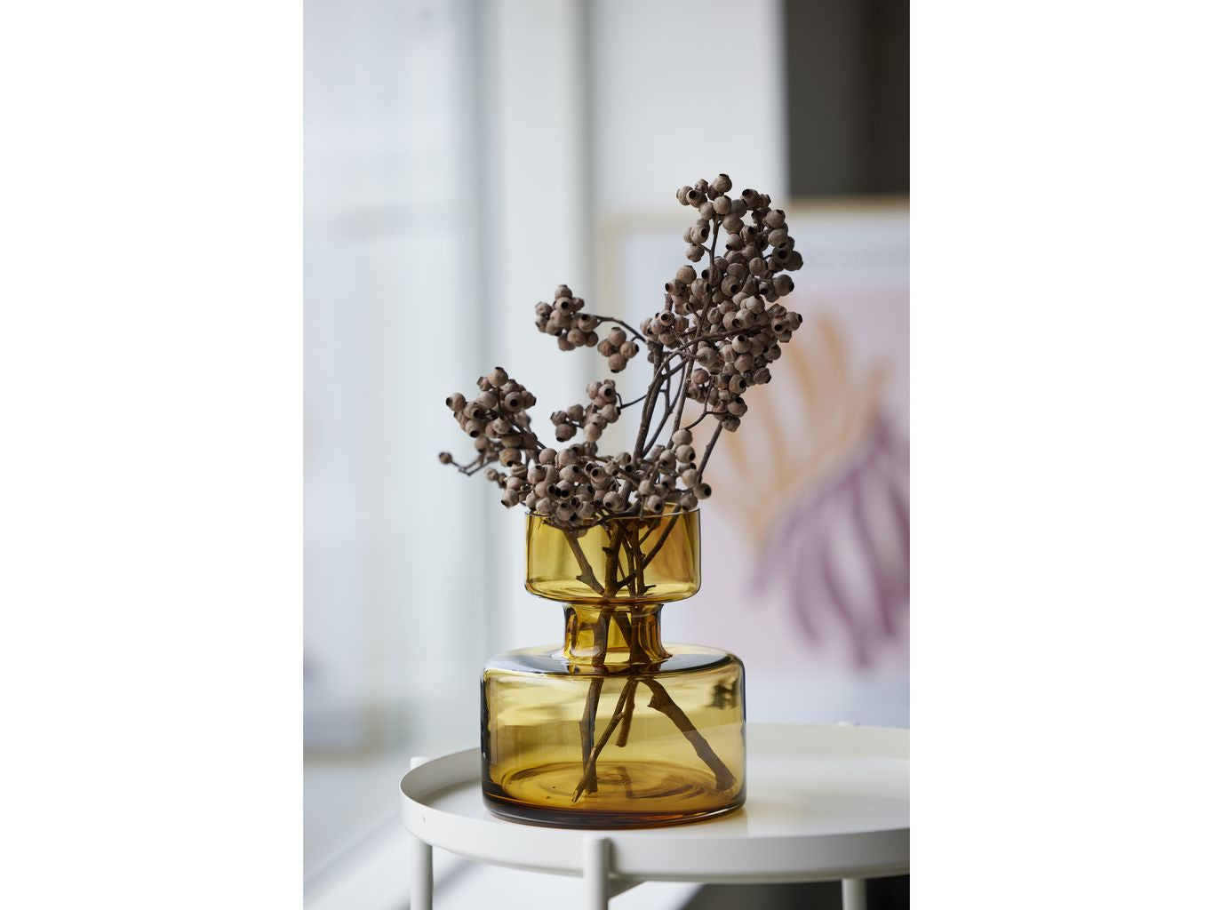 Vase tubulaire Lyngby Glas H: 20 cm, ambre
