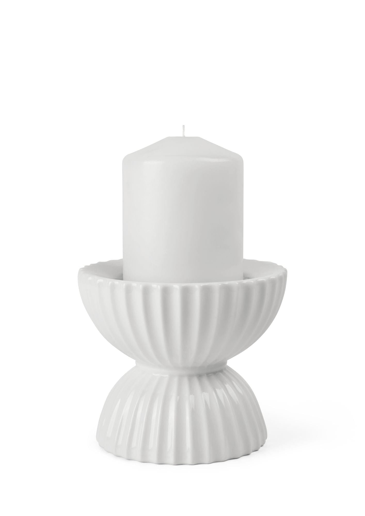 Lyngby Porcelæn Lyngby Tura Block Candle Holder Ø11,5 cm, vit