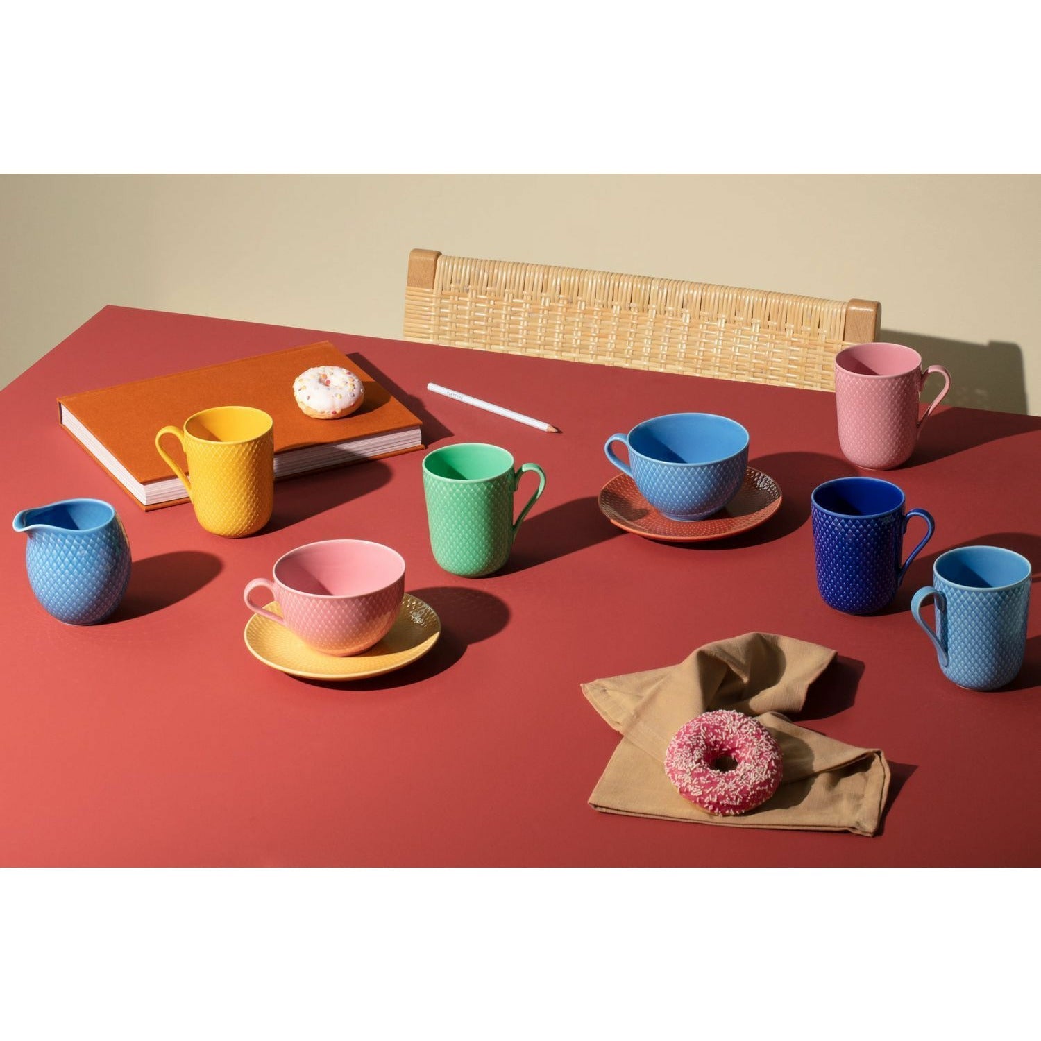 Taza de color de Lyngby Porcelæn Rhombe con mango, amarillo