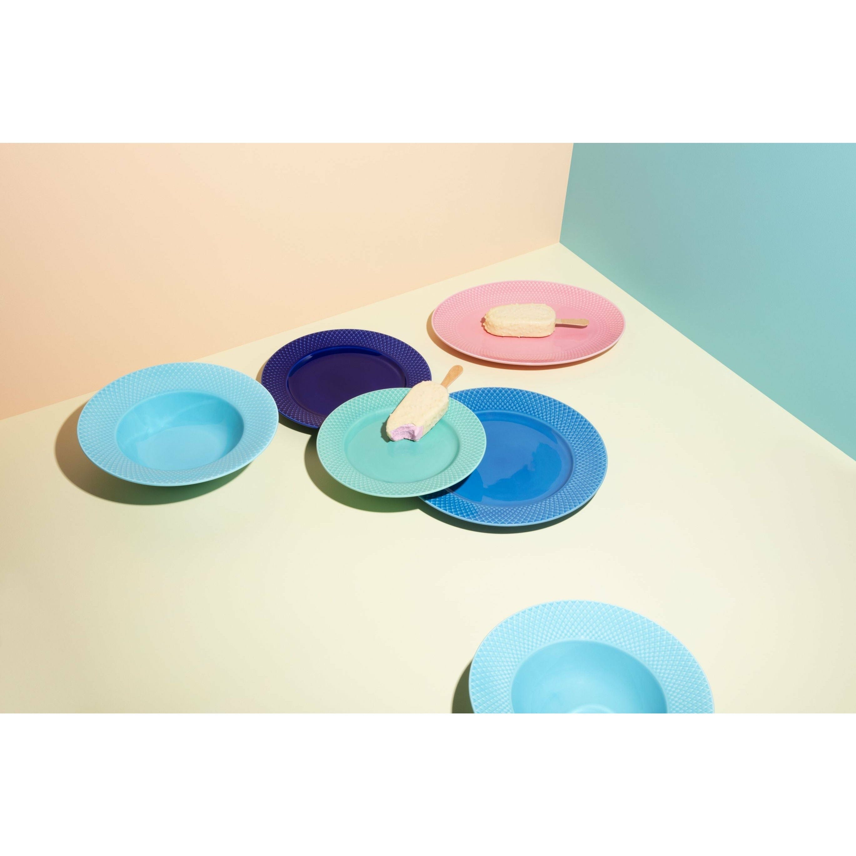 Lyngby Porcelæn Rhombe Color Flat Plate ø21 Cm, Aqua