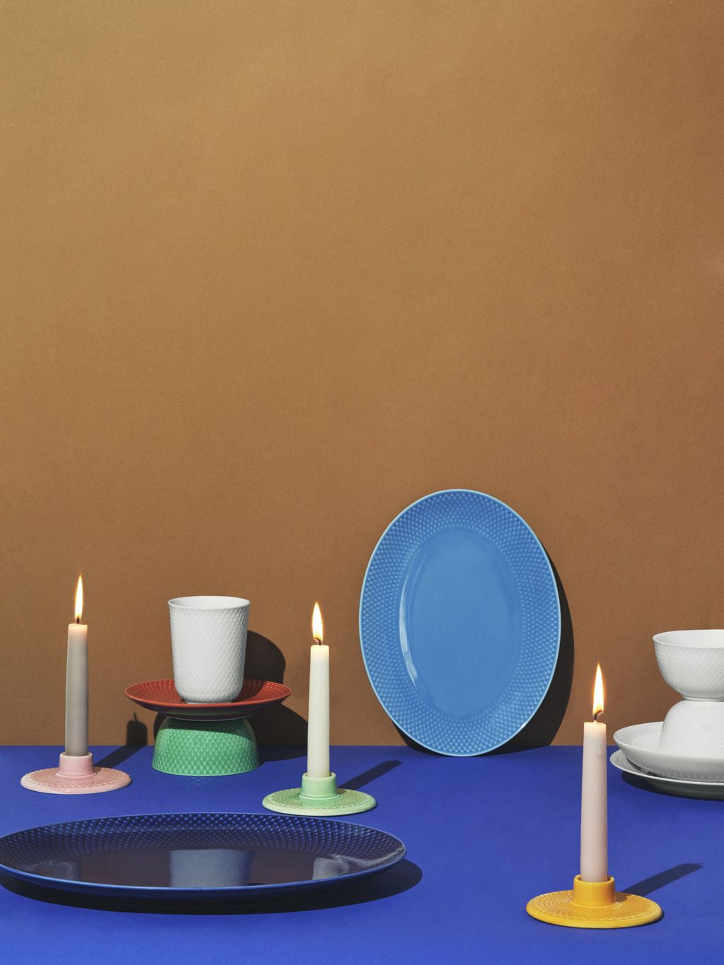 Lyngby Porcelæn Rhombe Color Candlestick H3 cm, grøn