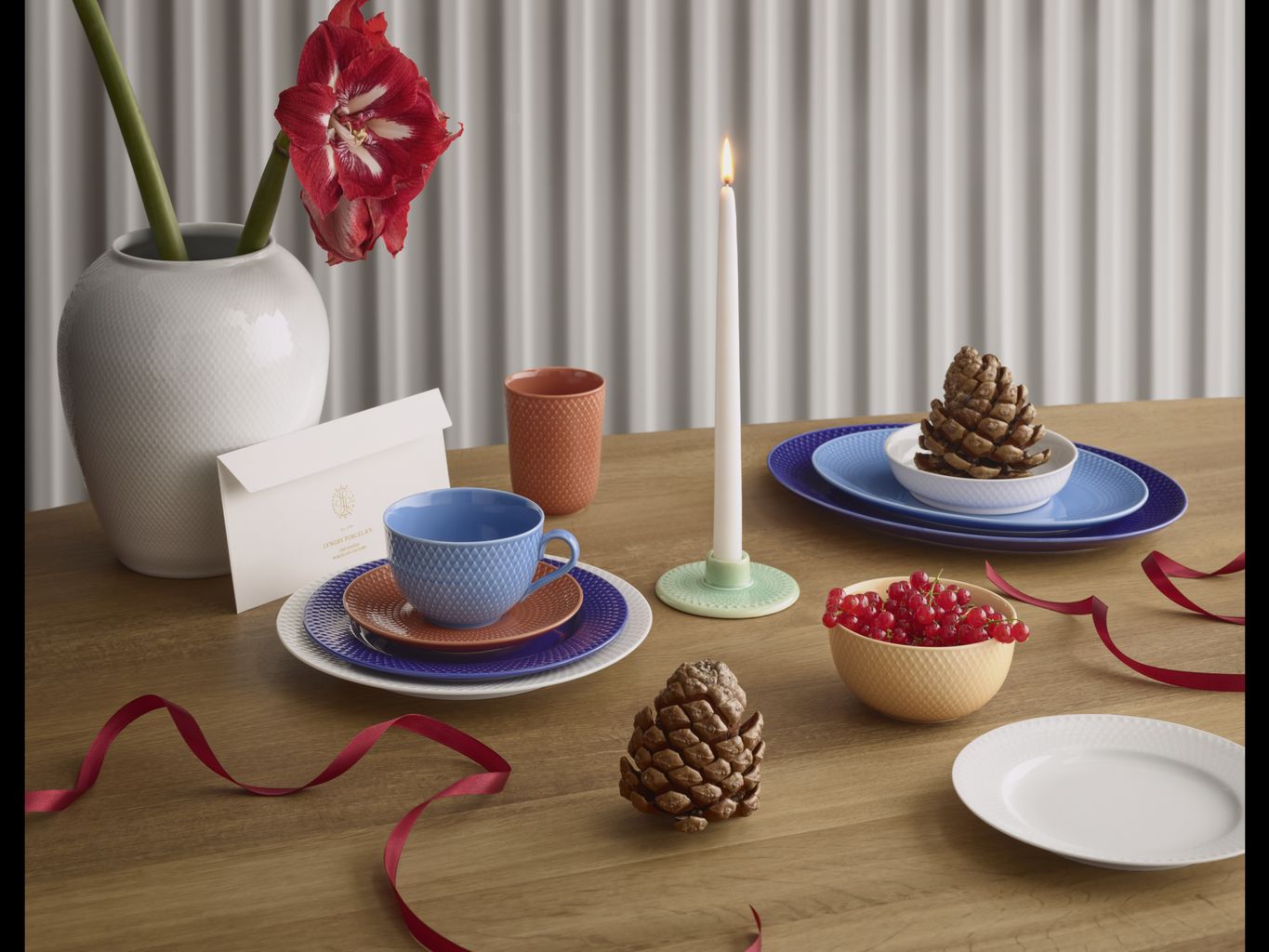 Lyngby Porcelæn Rhombe Color Candlestick H3 cm, grøn