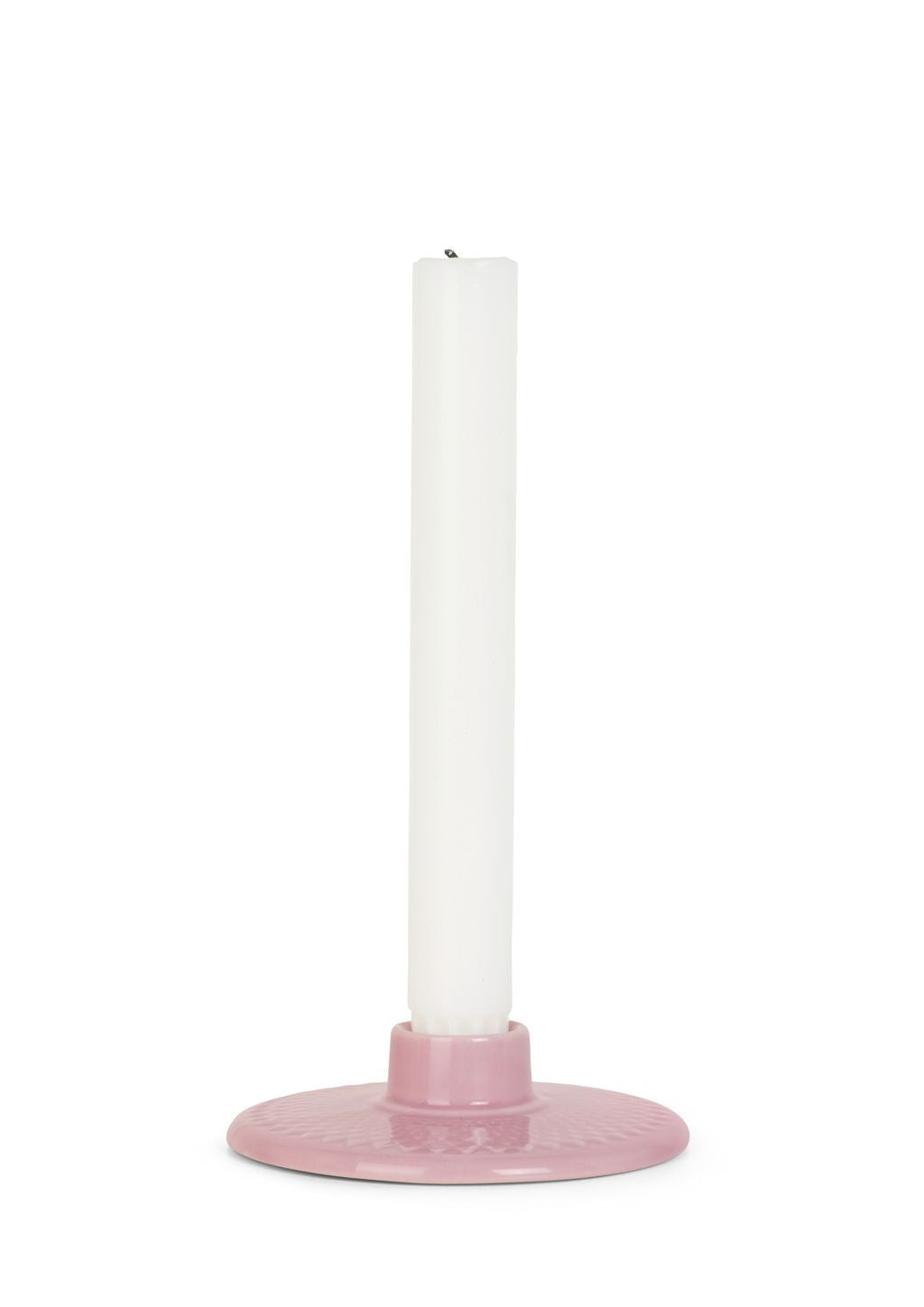 Lyngby Porcelæn Rhombe Candlestick H3 cm, rosa