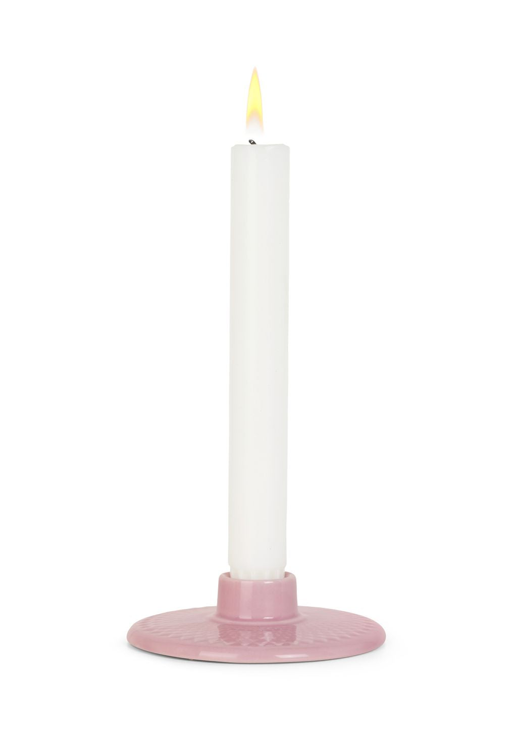Lyngby Porcelæn Rhombe Color Candlestick H3 CM, rosa