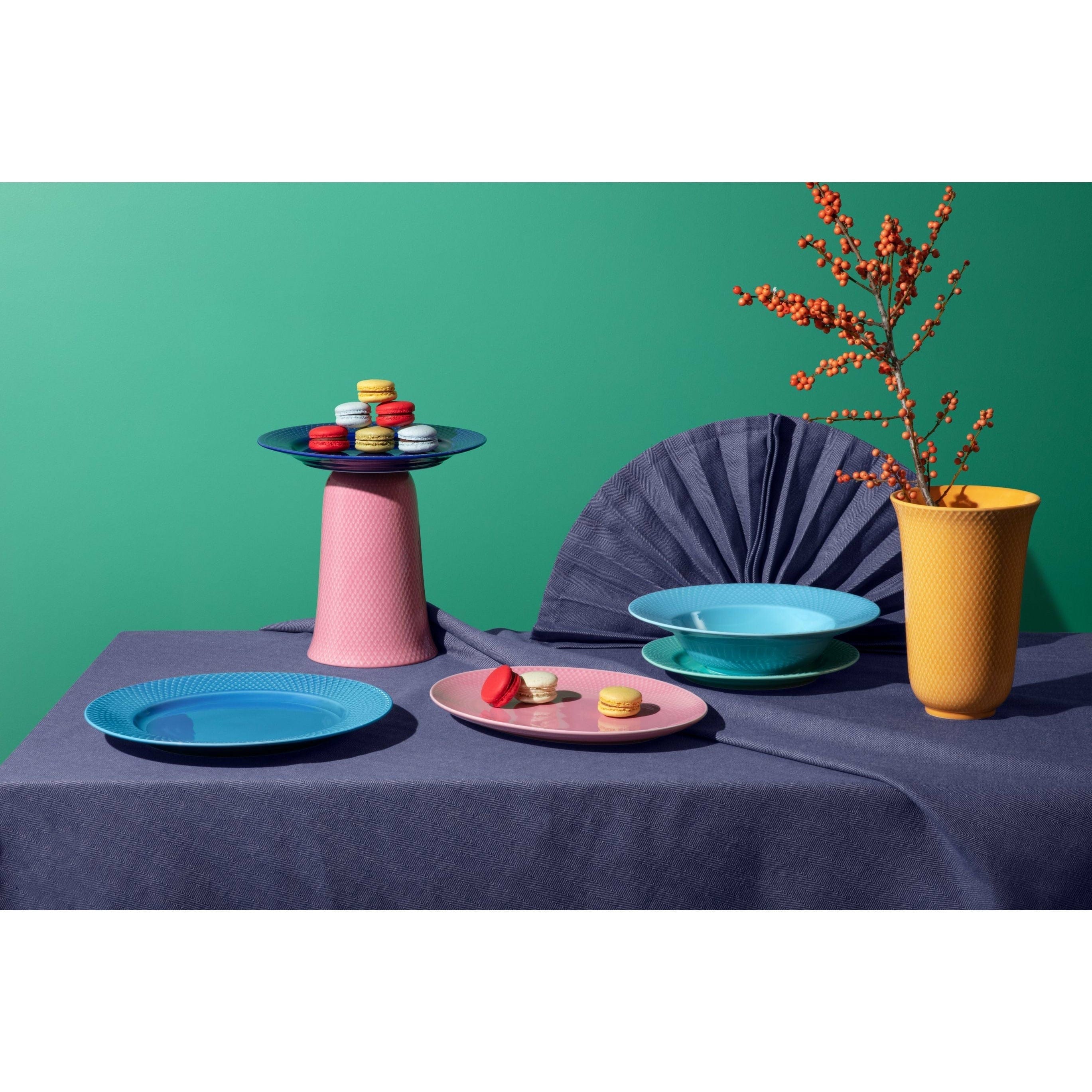 Lyngby Porcelæn Rhombe couleur soupe assiette Ø24,5 cm, turquoise