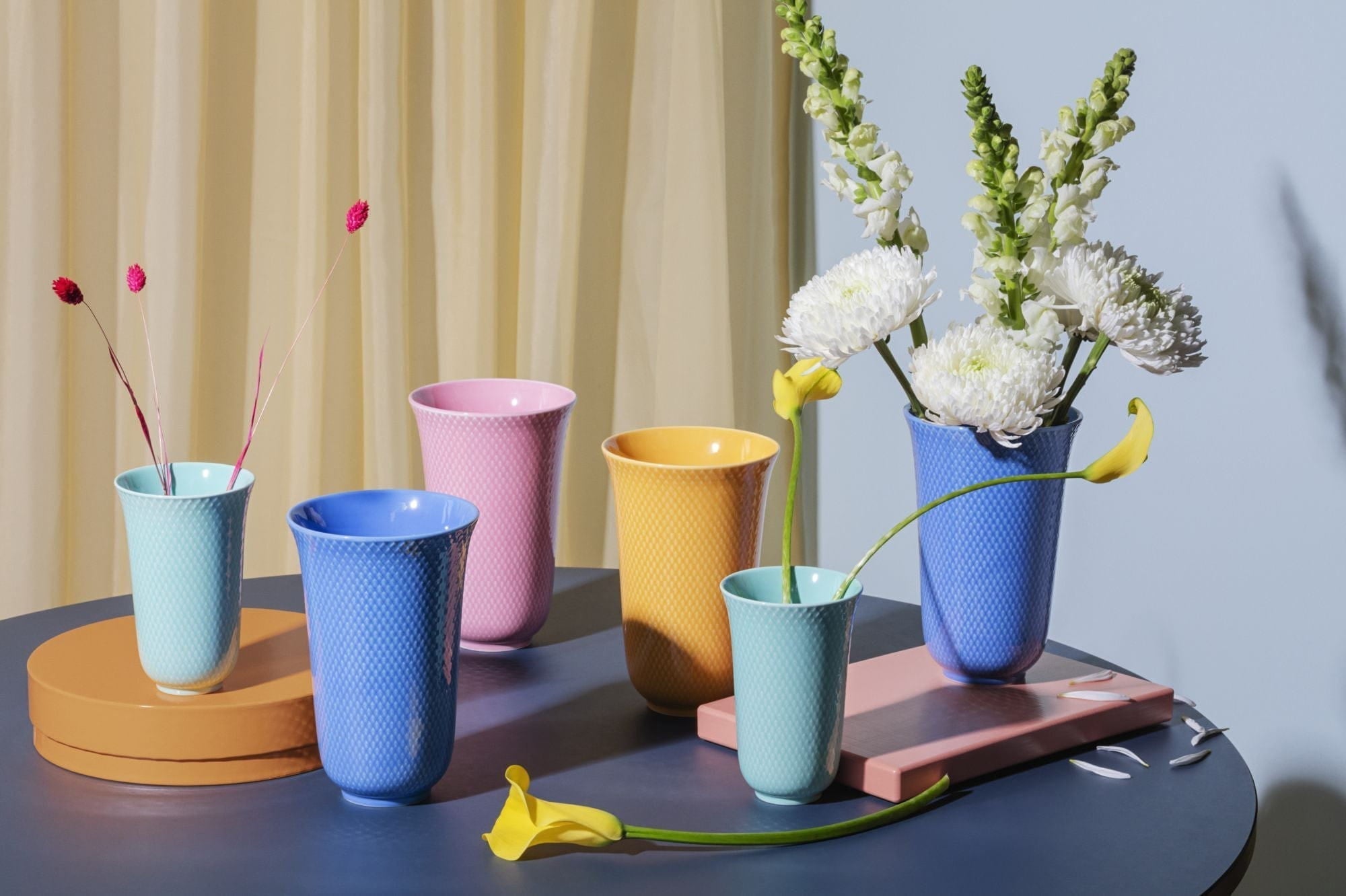 Lyngby Porcelæn Rhombe Color Vase 20 cm, bleu