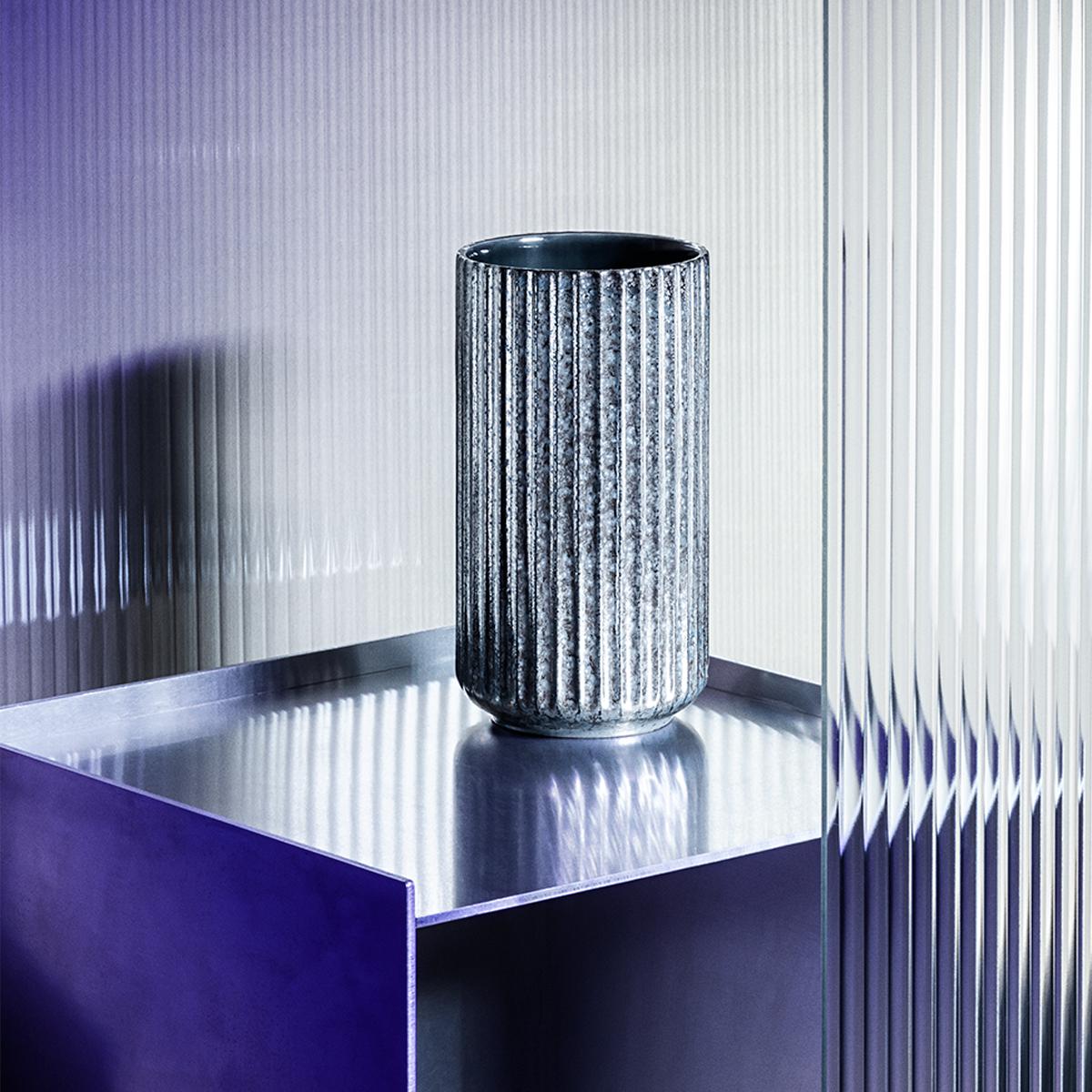 Lyngby Radiance Vase H20,5cm, Blue Faience