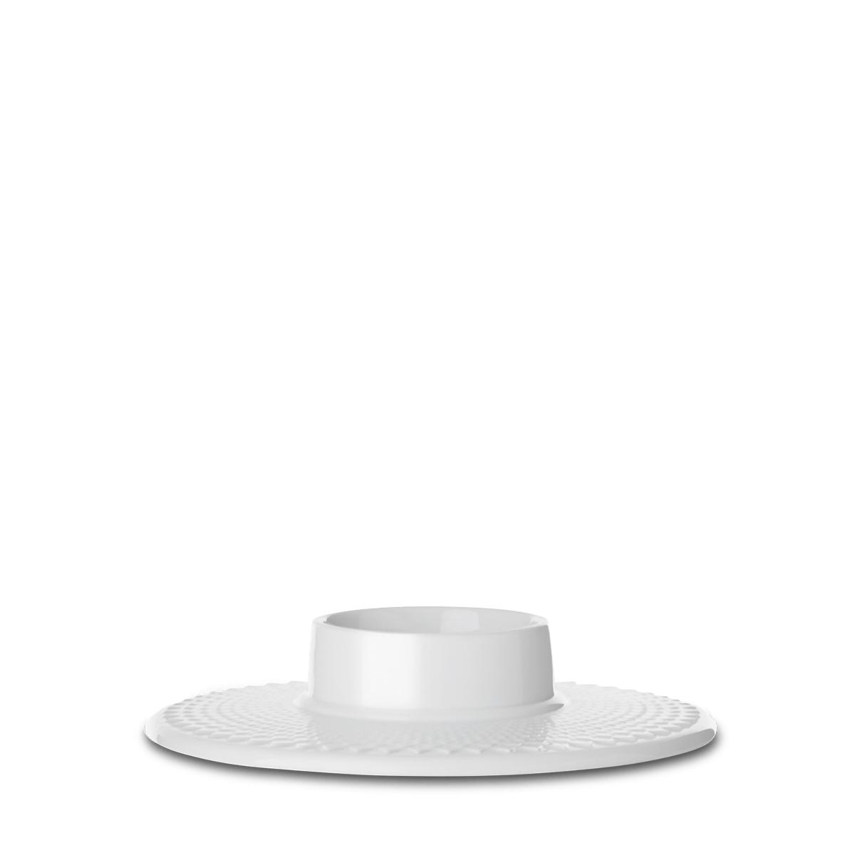 Lyngby Rhombe Block Candlestick Ø14,5cm, blanc