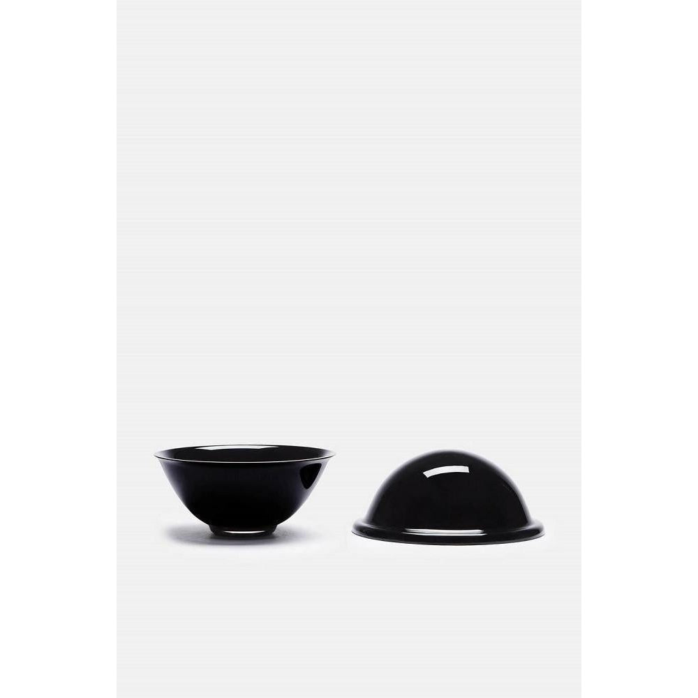 Lyngby Rhombe Chapeau Bowl With Lid, Black, Large