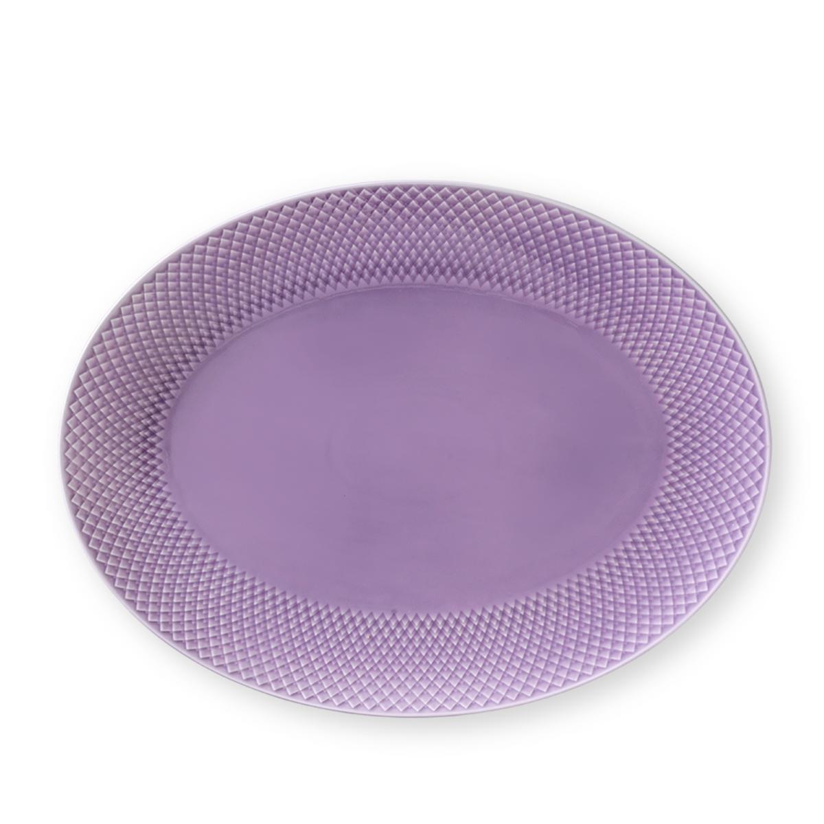 Lyngby Rhombe serverar platta oval lila, 35 cm