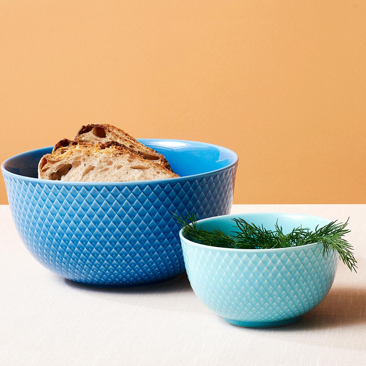 Lyngby Rhombe Sirving Bowl Blue, 17,5 cm