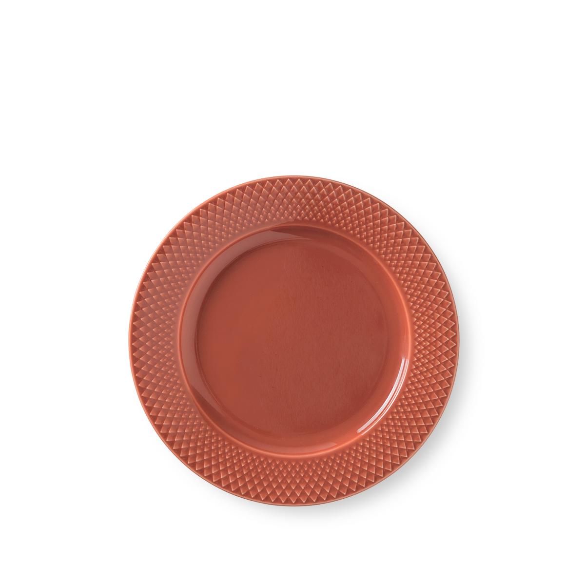 Lyngby Rhombe Plate Terracotta, 23 cm