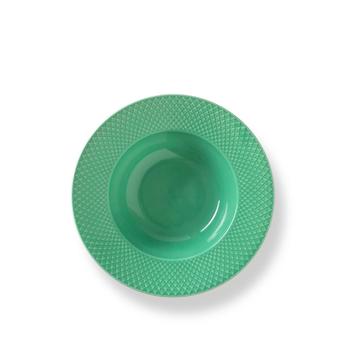 Lyngby Rhombe Plate Green profundo, 24.5cm