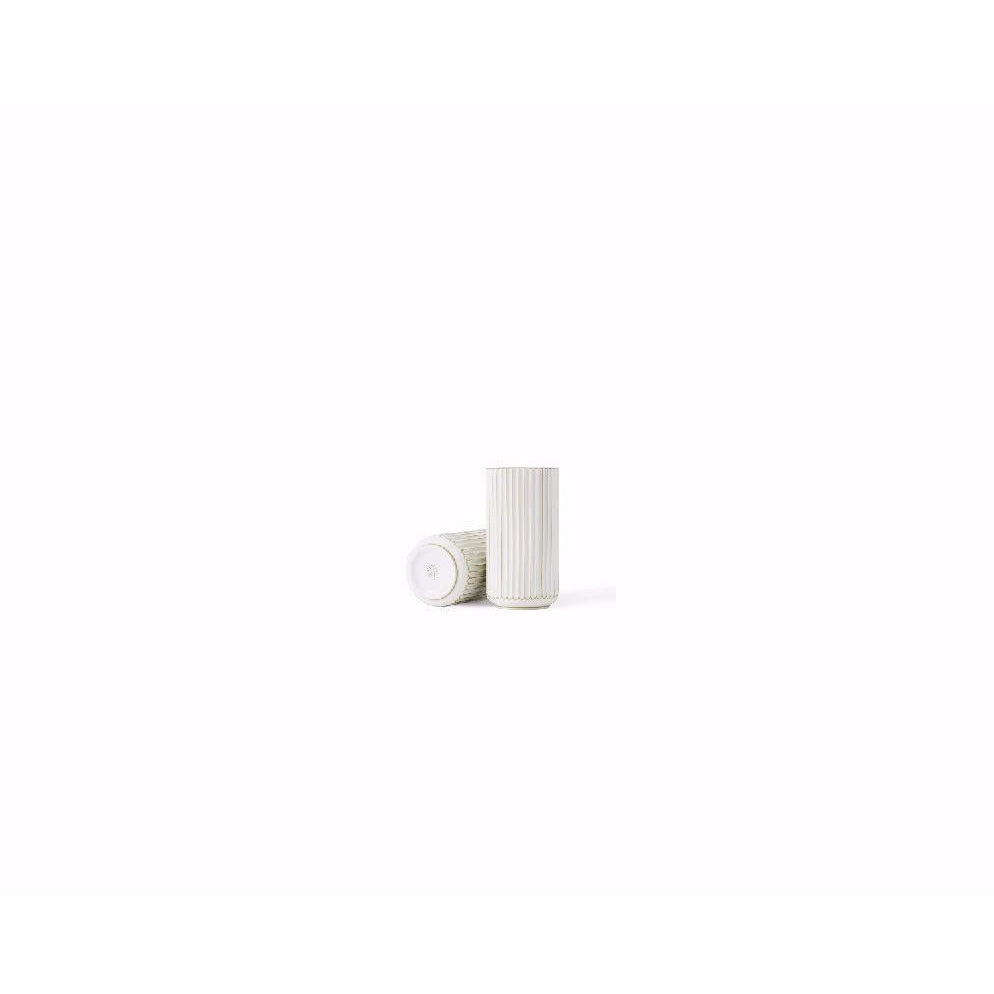 Lyngby vase White W. Gold Edge, 15 cm