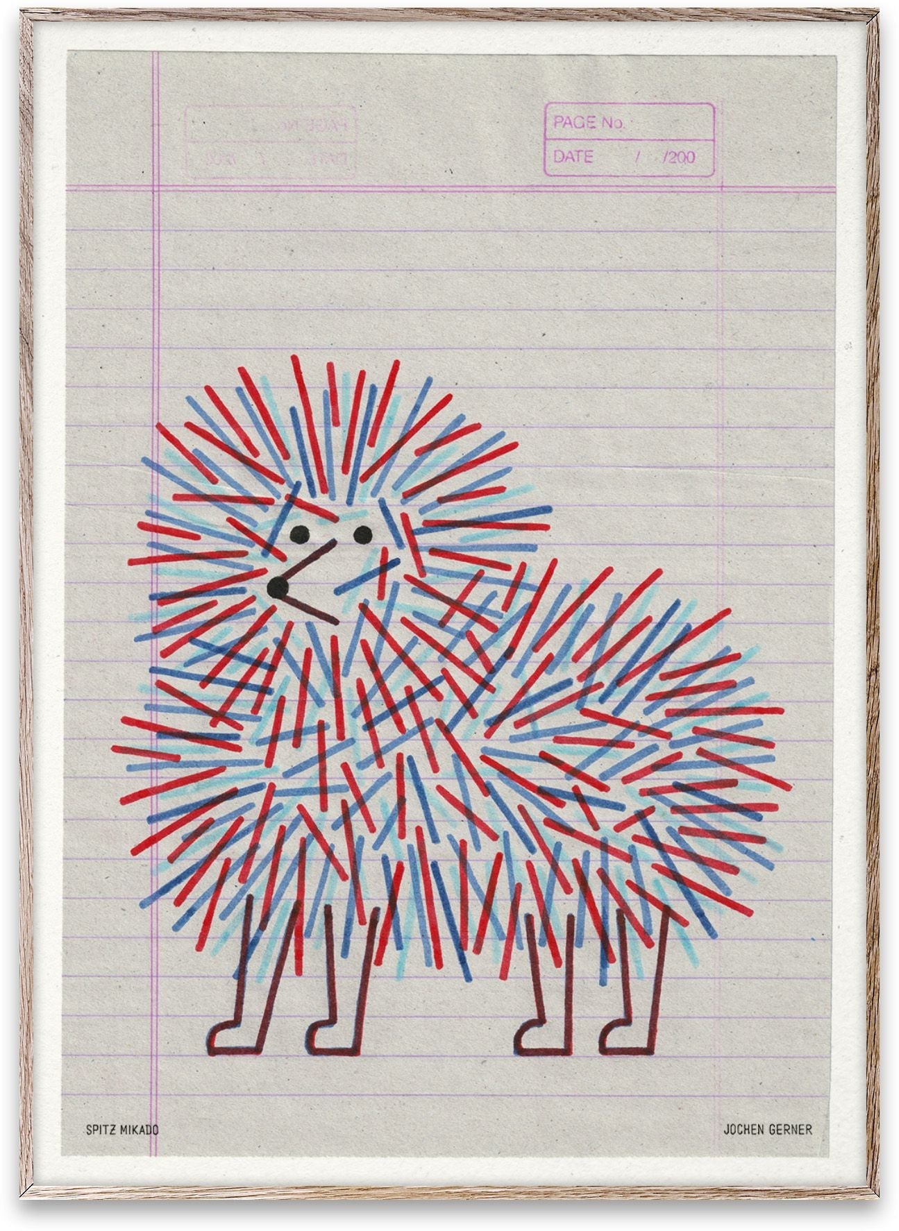 Paper Collective Dog Sketch 04 Affiche, 30x40 cm