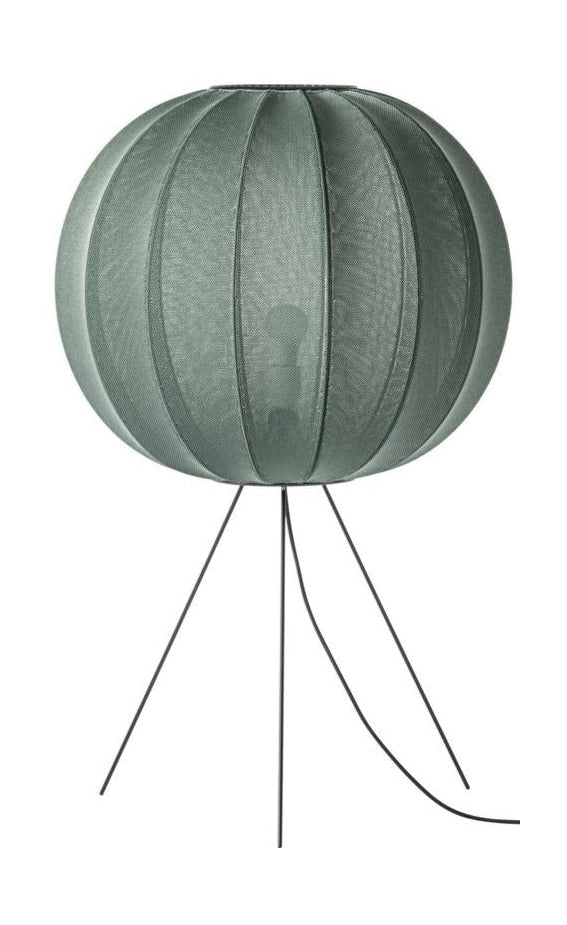 Fabriqué à la main en tricot avec 60 lampadaire rond médium, vert tweed