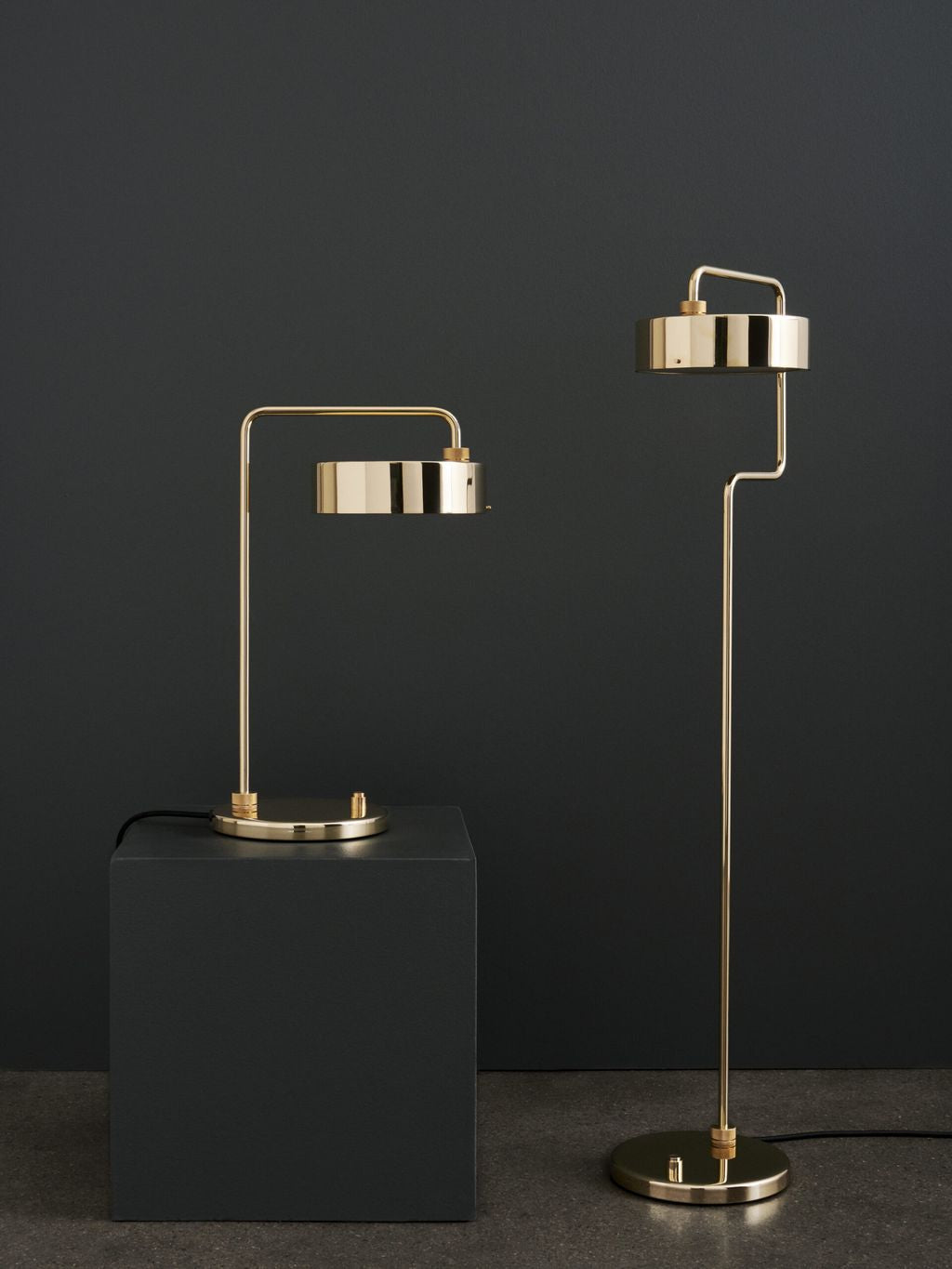 Made By Hand Petite Machine Floor Lamp H: 108, Polished Brass