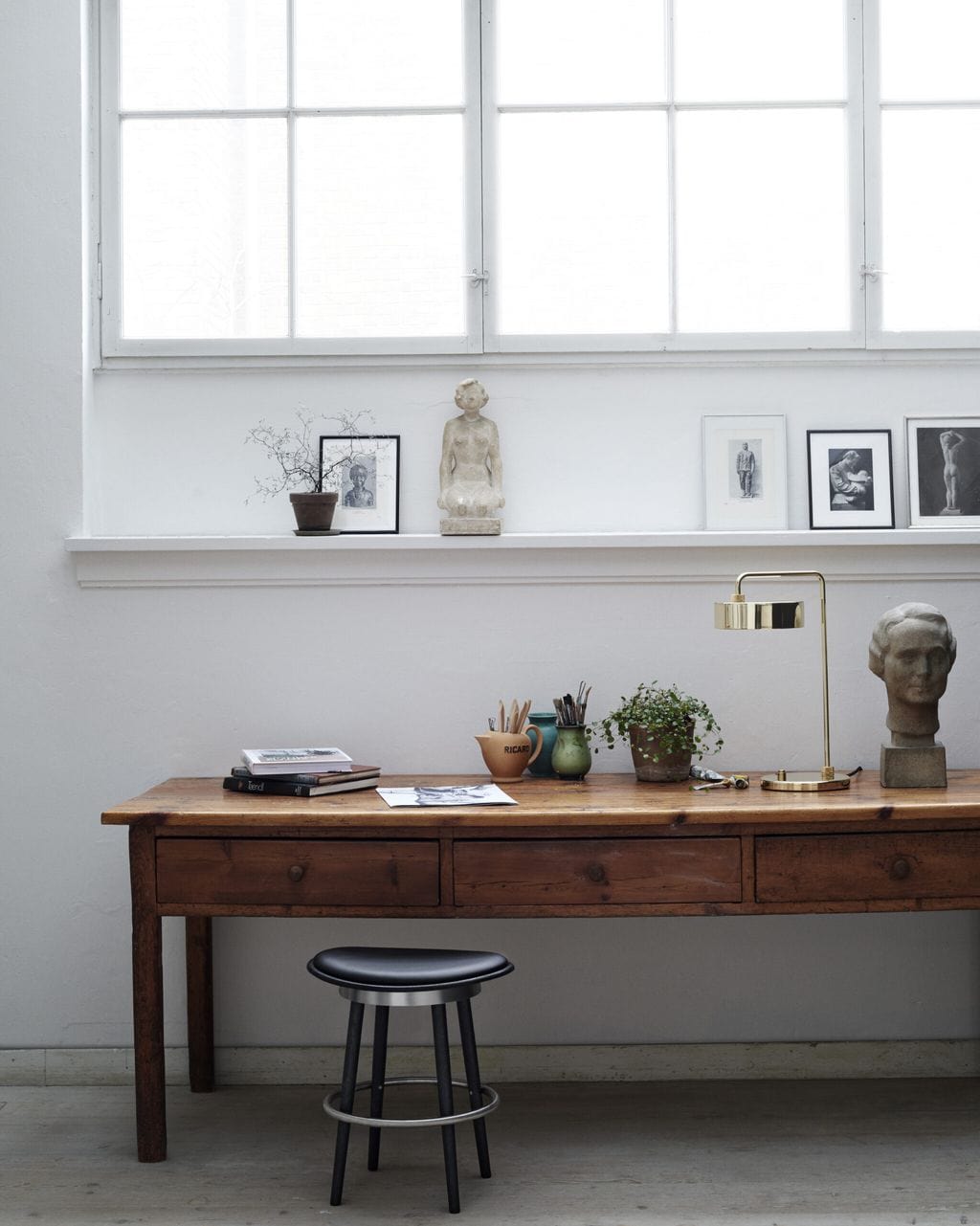 Lámpara de mesa de máquina pequeña hecha a mano H: 52, Oyster White