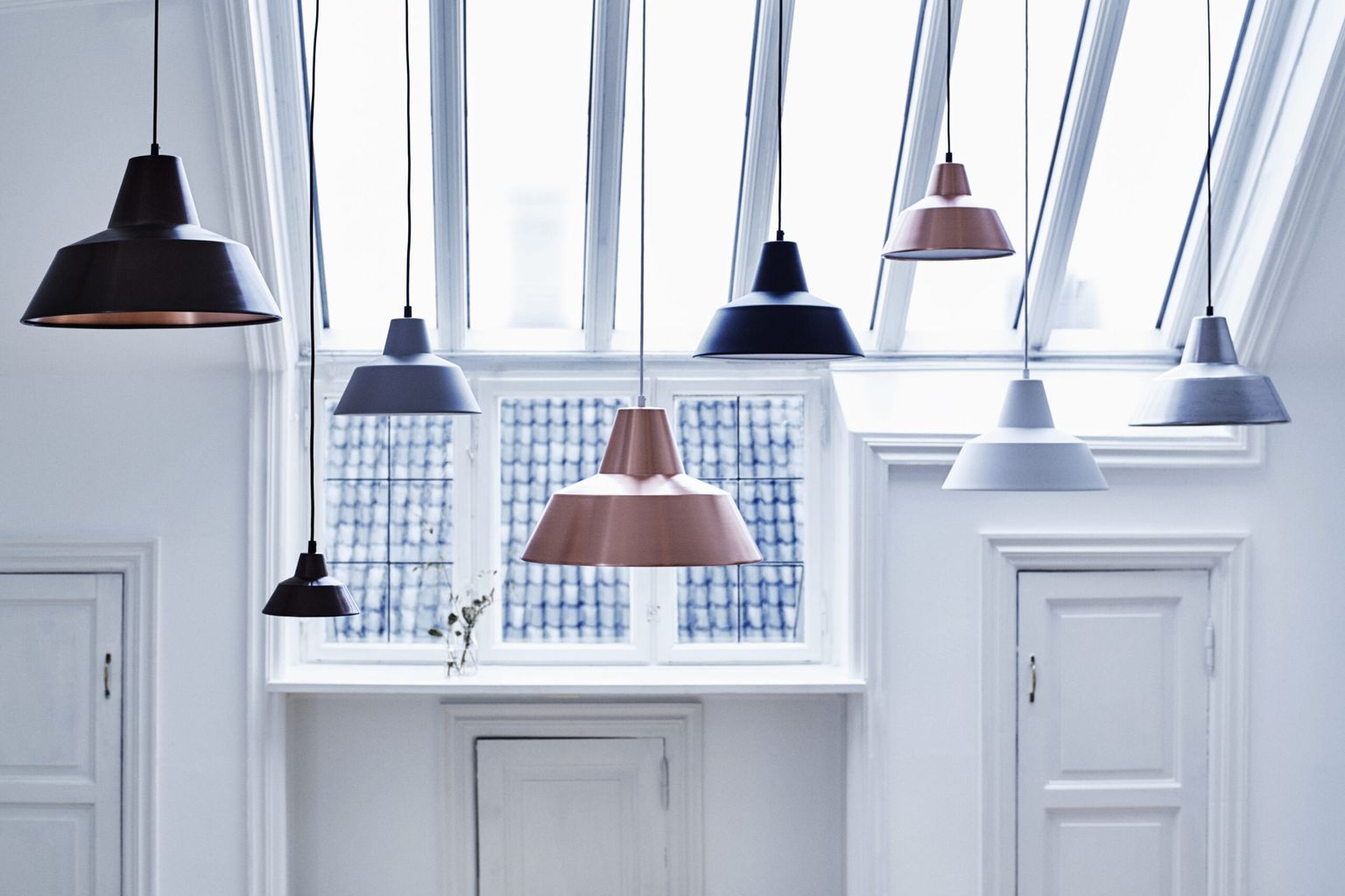 Lavet med håndværksted Suspension Lamp W1, Blue