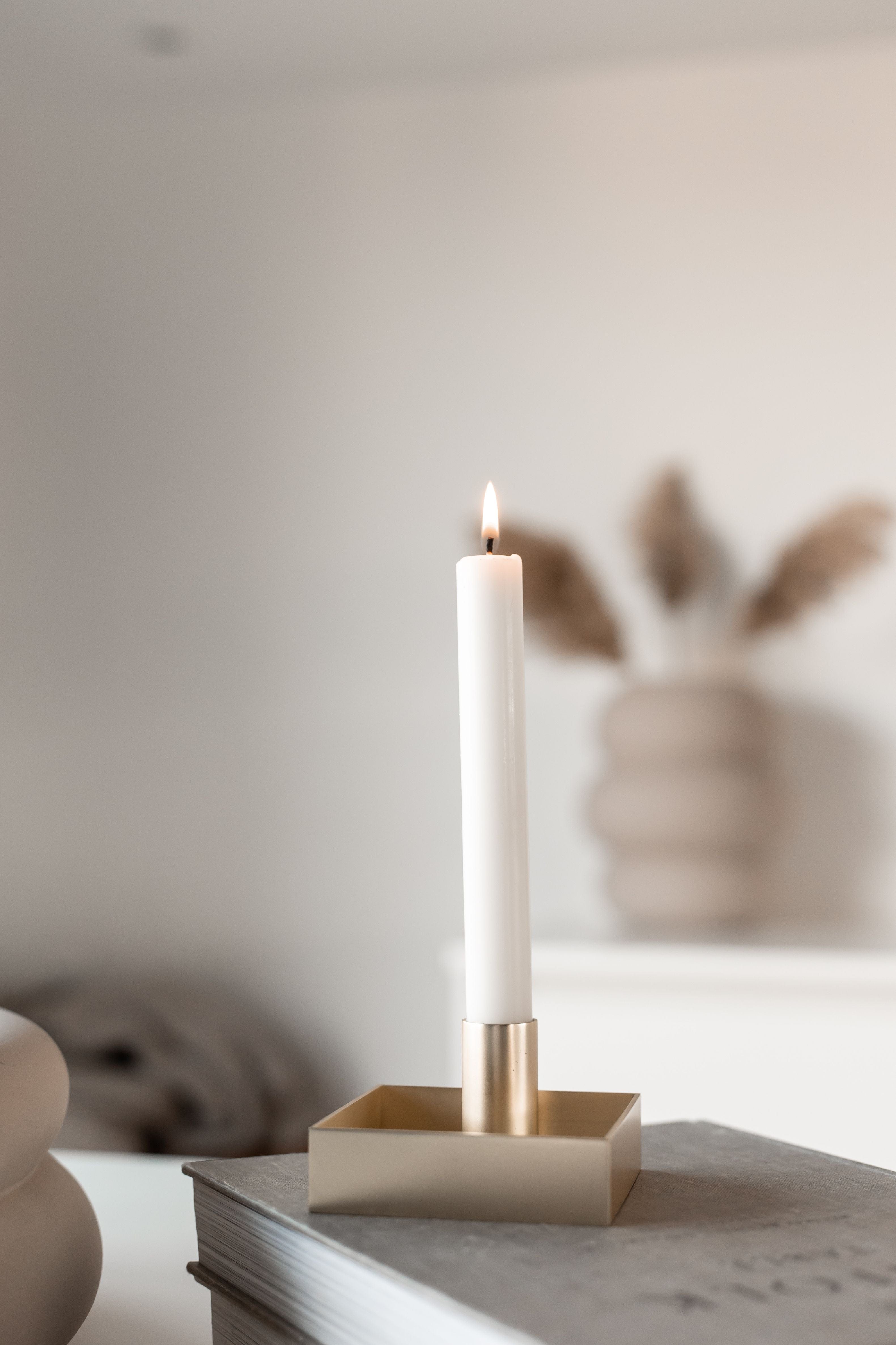 Malling Living Edge Candle Holder, børstet messing