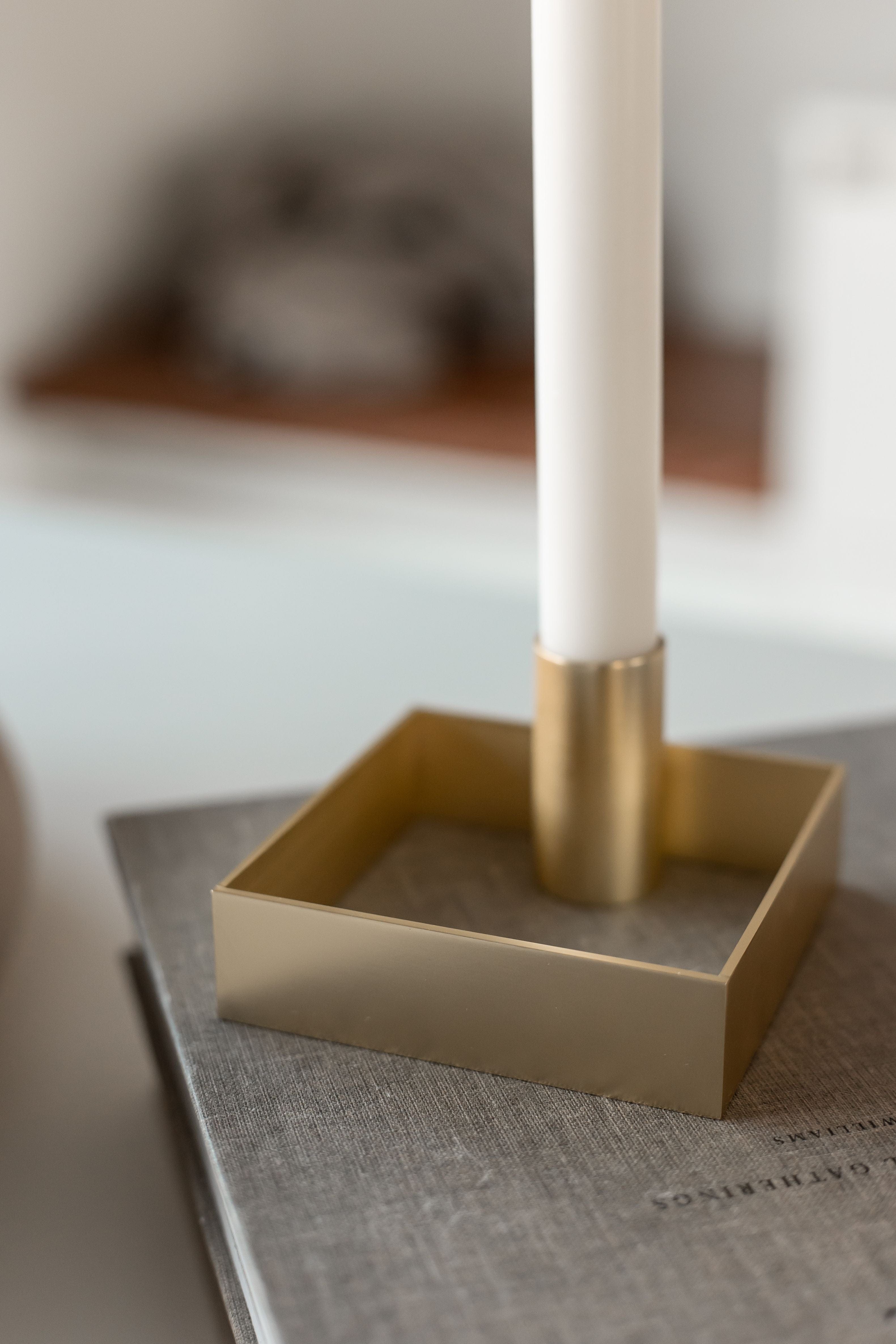 Malling Living Edge Candle Holder, Brushed Brass