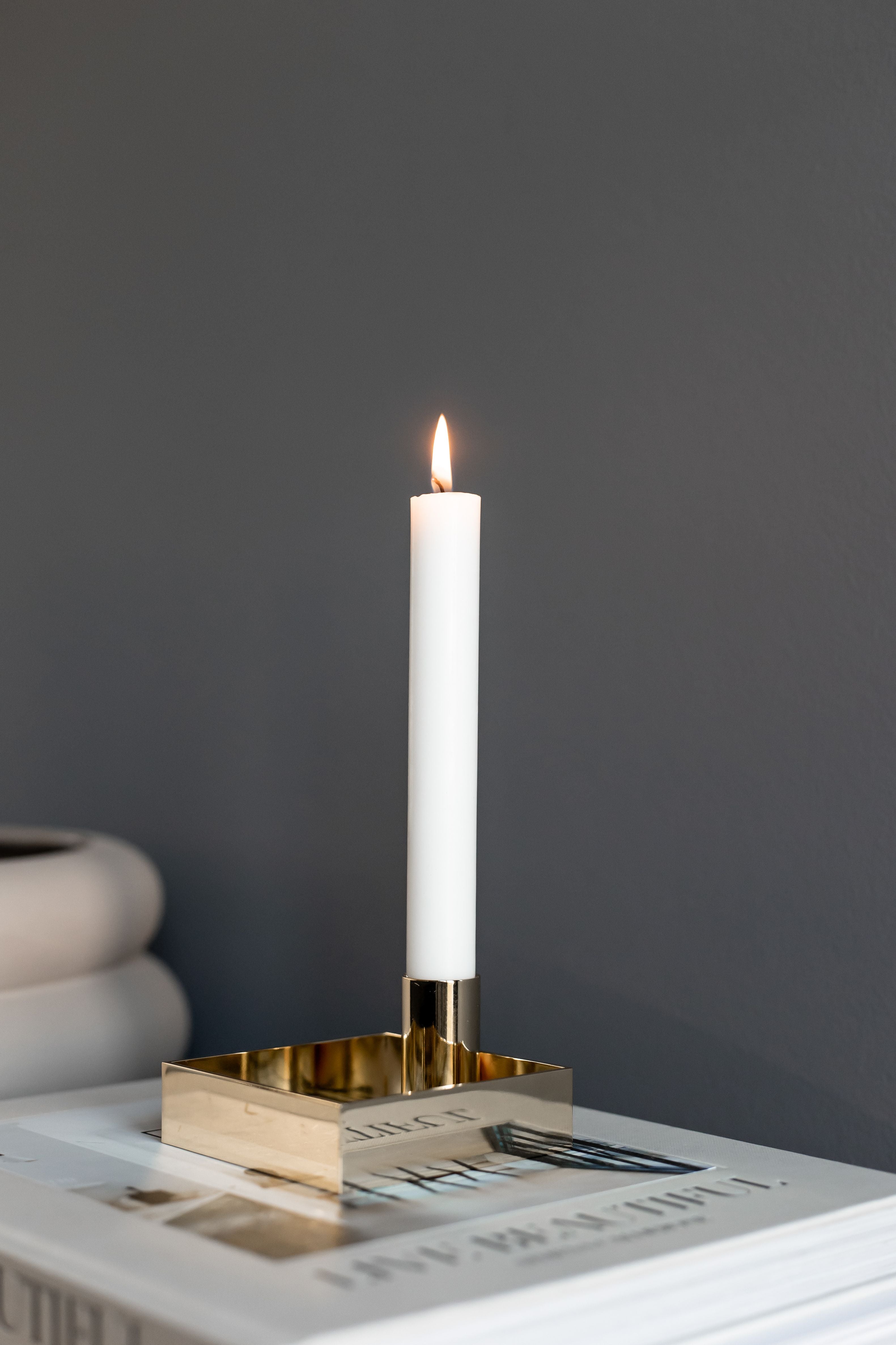 Malling Living Edge Candle Holder, Brushed Brass