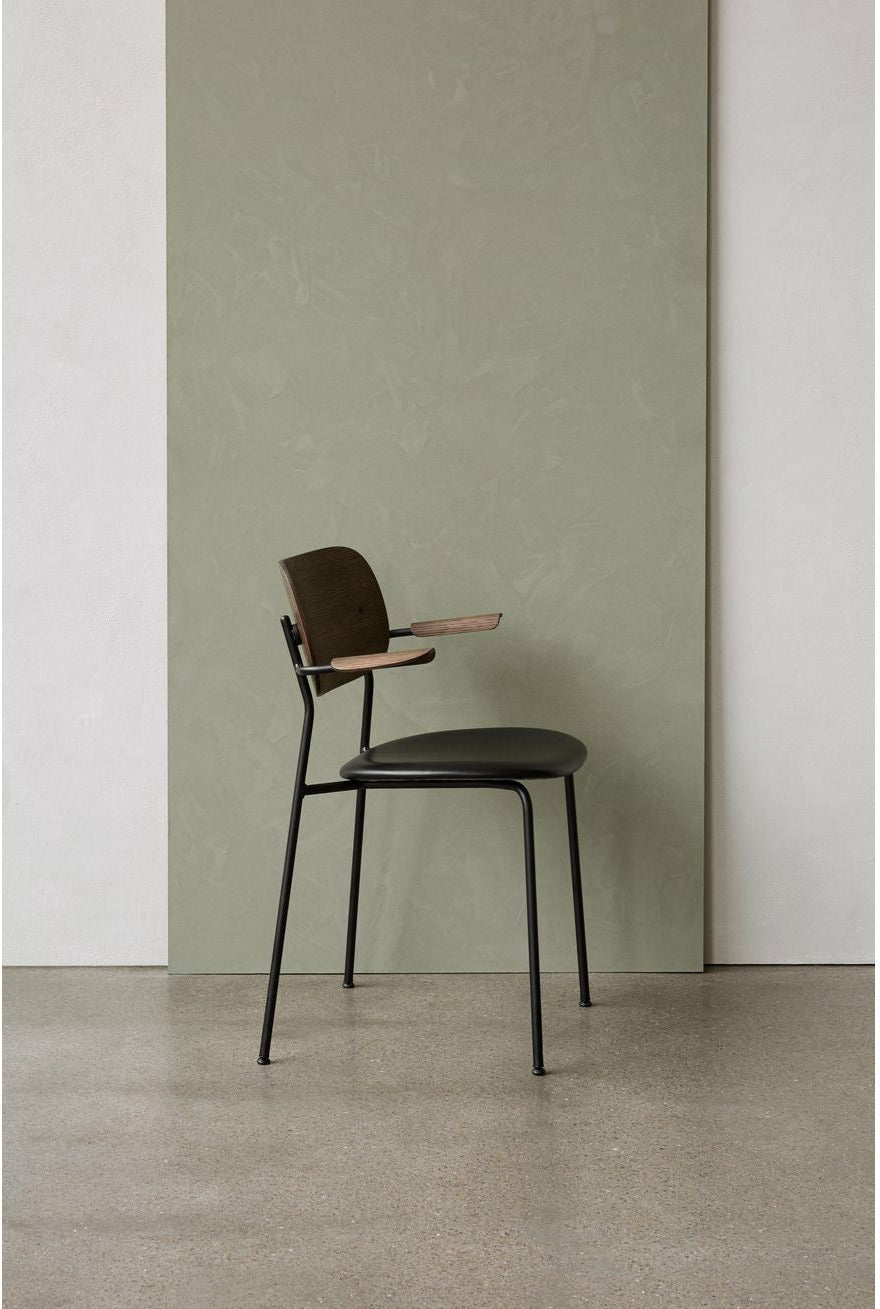 Audo Copenhagen Co Food Chair Upholstered Seat With Armrest Dark Stained Oak, Black/Dakar 0842
