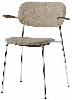 Audo Copenhagen Co silla tapicería completa con roble manchado oscuro del reposabrazos, Chrome/Lupo T19028/004