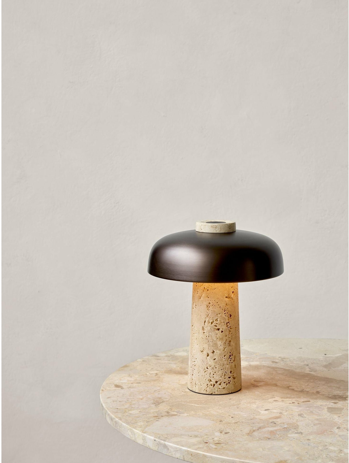 Audo Copenhagen Reverse Table Lamp, Travertine Marble