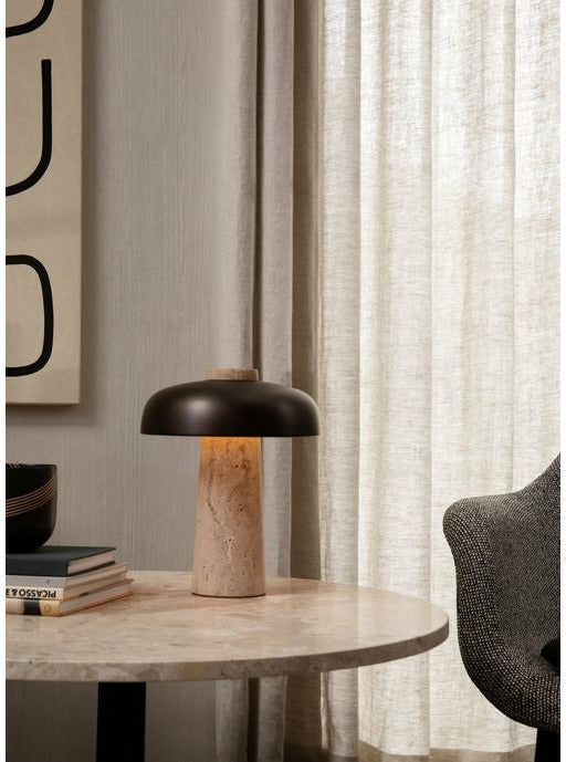 Audo Copenhagen Reverse Table Lamp, Travertine Marble