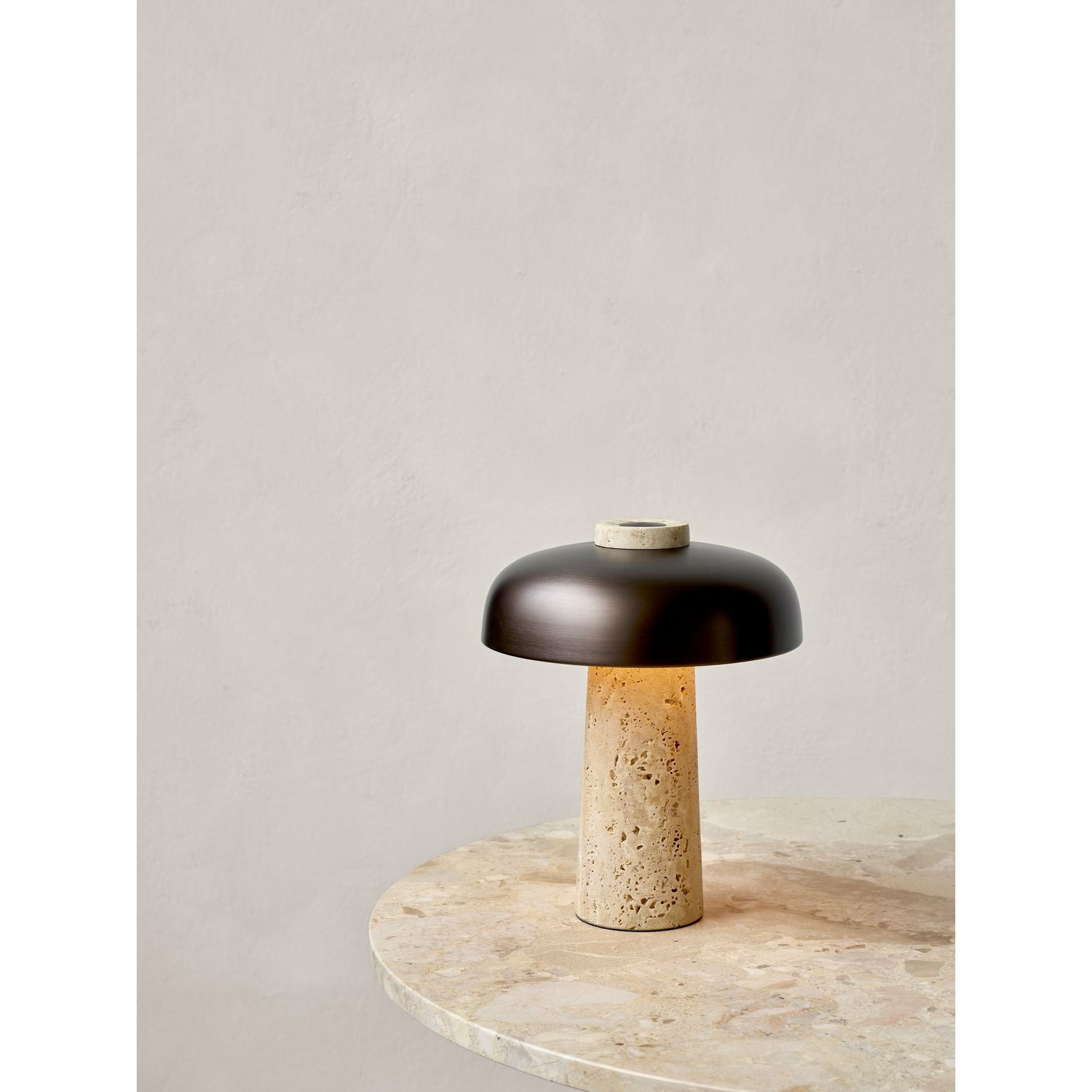 Audo Copenhagen Reverse Table Lamp, Travertine Marble