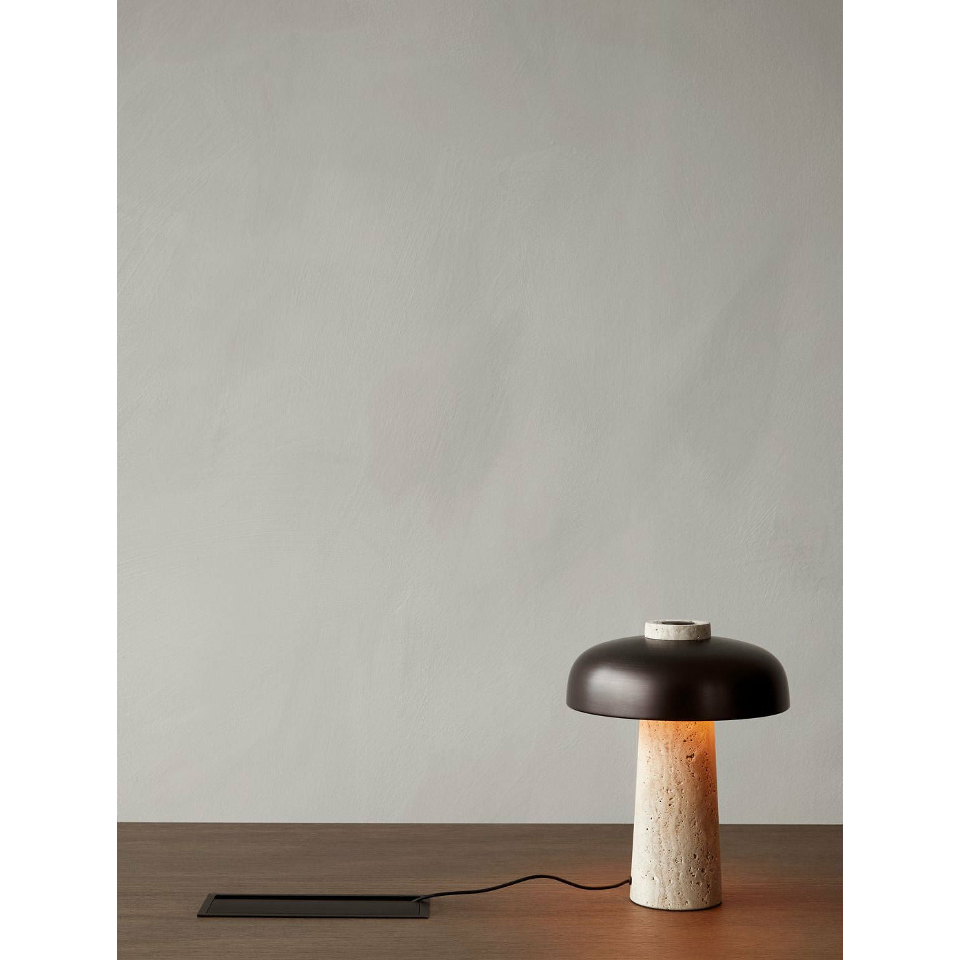 Audo Copenhagen Reverse Table Lamp, Travertine Marble