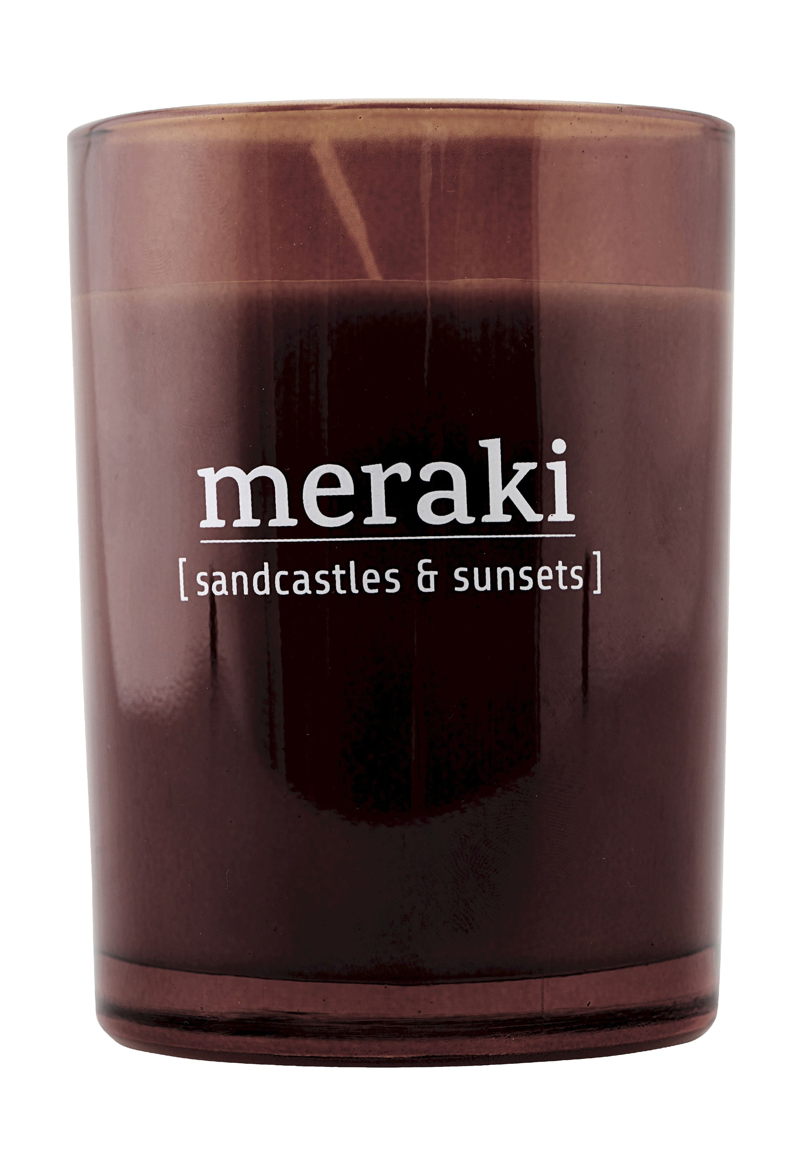 Vela perfumada de Meraki H10,5 cm, castillos de arena y puestos de sol