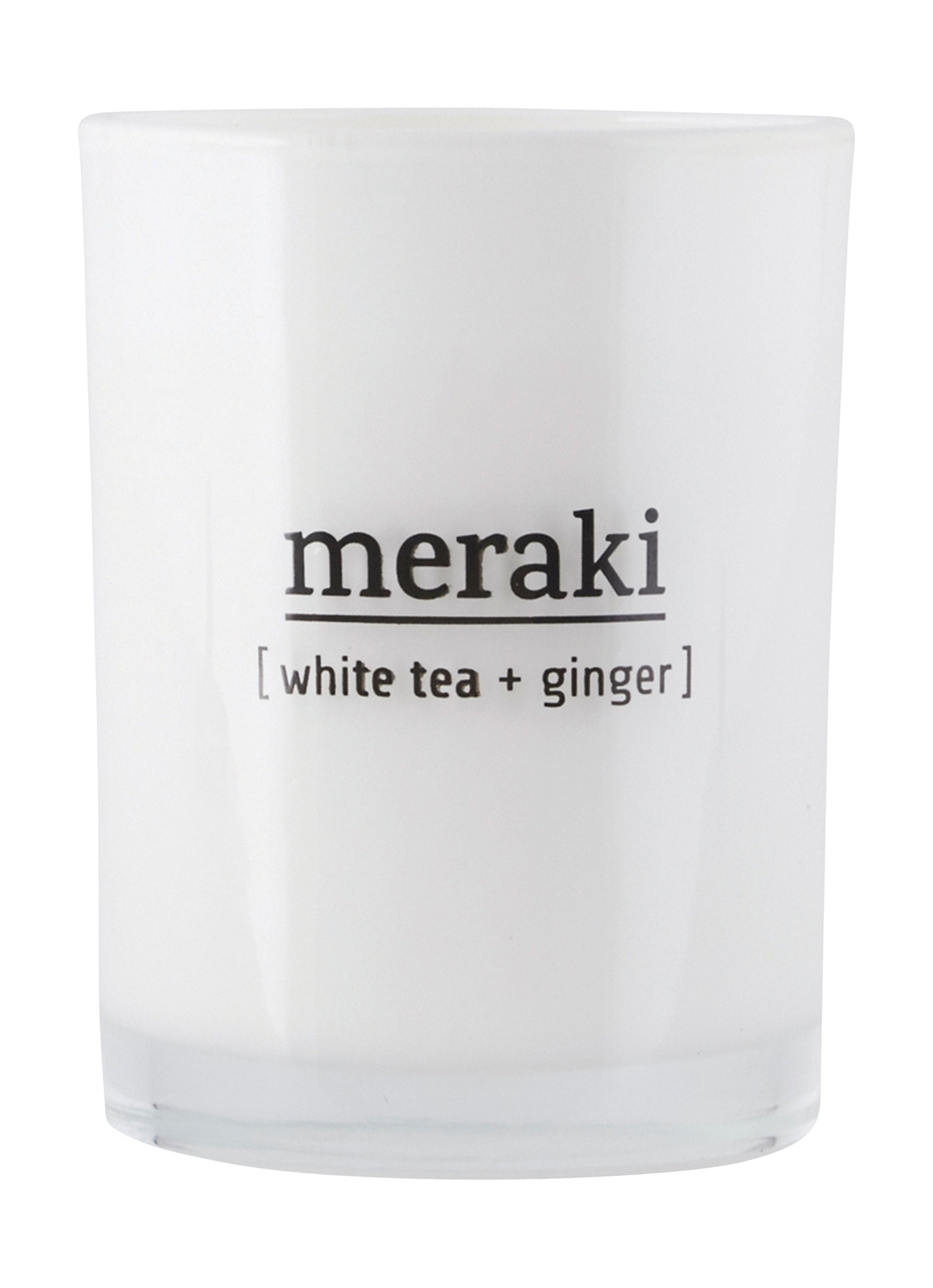 Vela perfumada de Meraki H10.5 cm, té blanco y jengibre