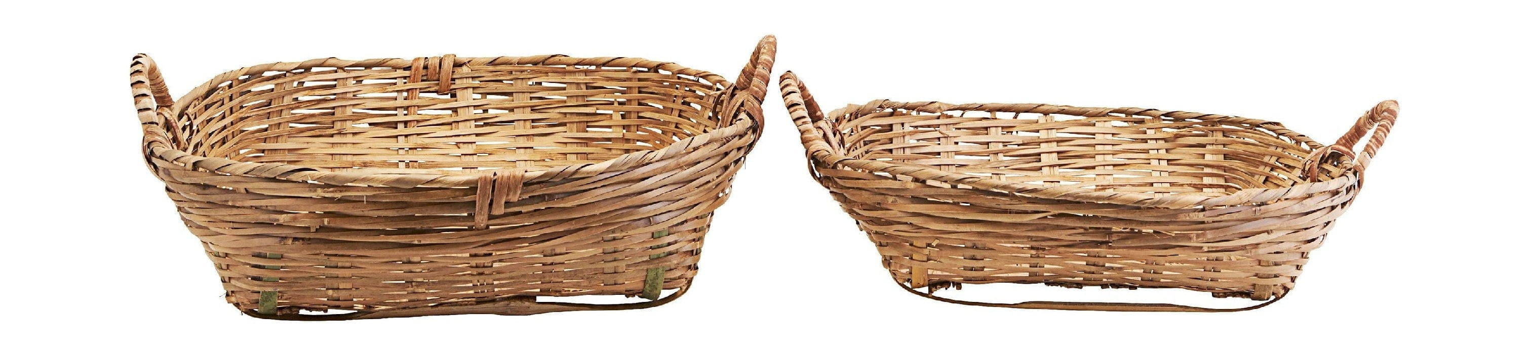 Meraki Tradition Storage Basket lavet af bambussæt på 2, Øx H 50x18 & 45x14 cm