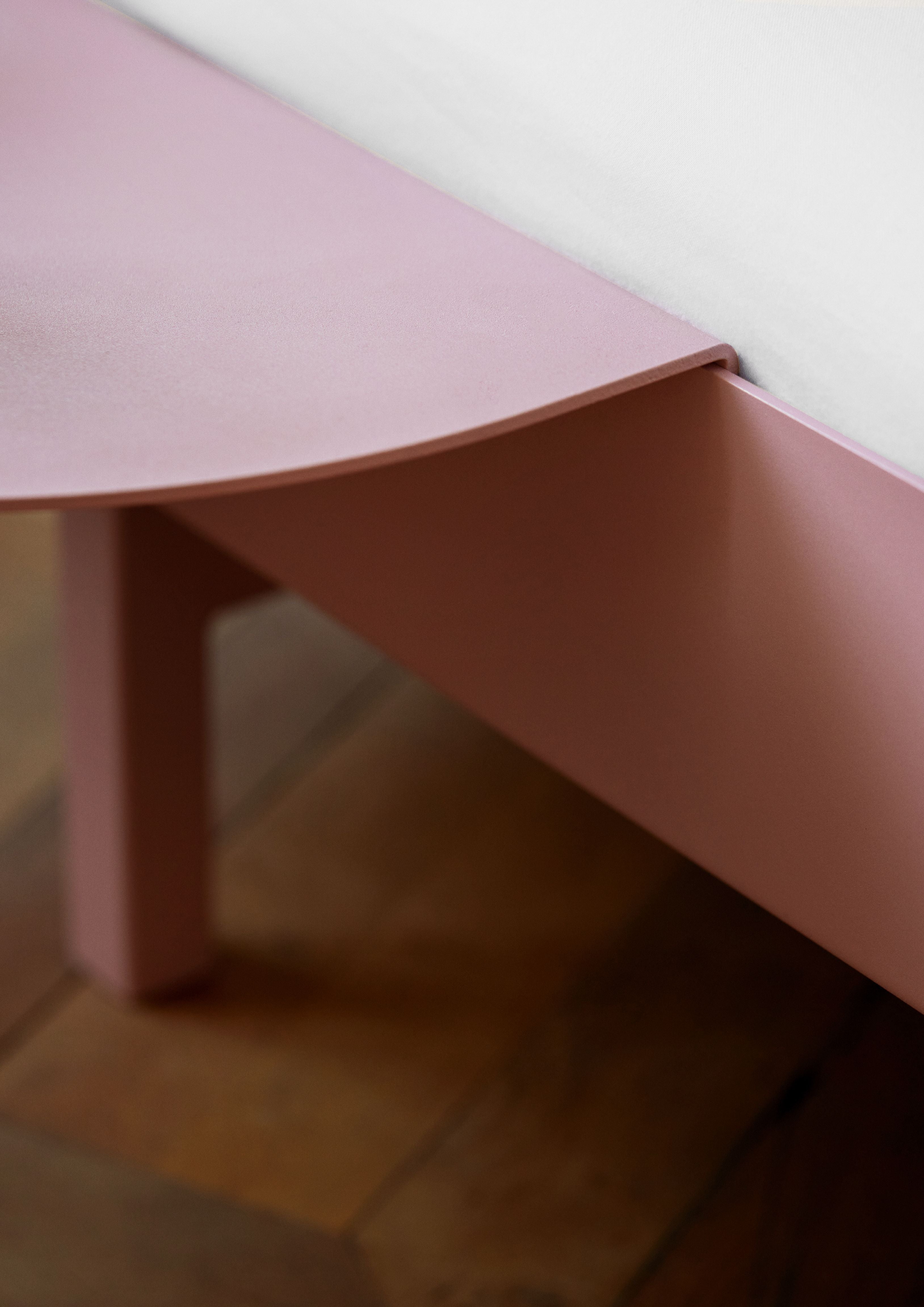 Lit Moebe avec 1 table de chevet 90 180 cm, rose poussiéreuse