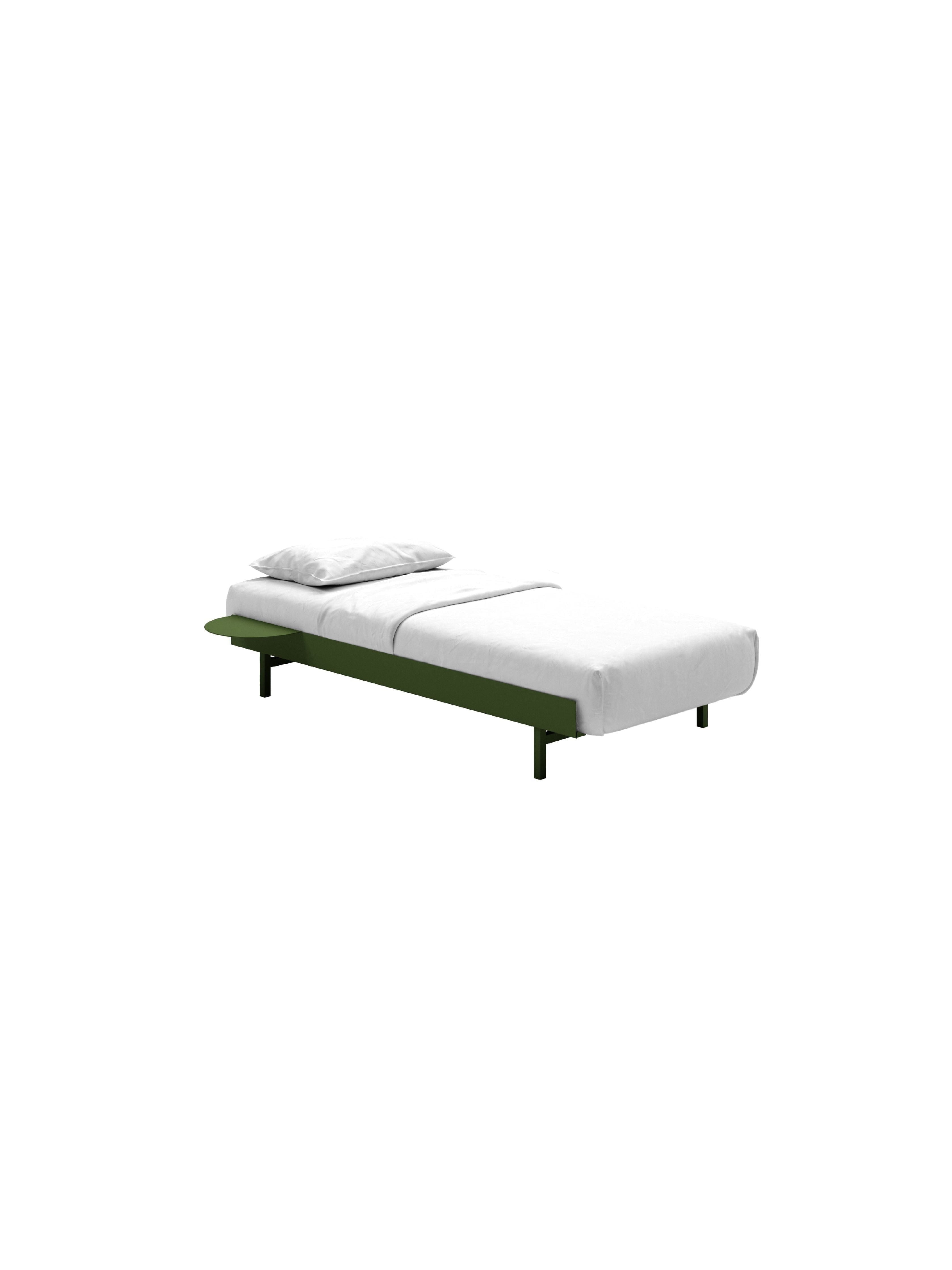 Moebe Bed With 1 Bedside Table 90 Cm, Pine Green