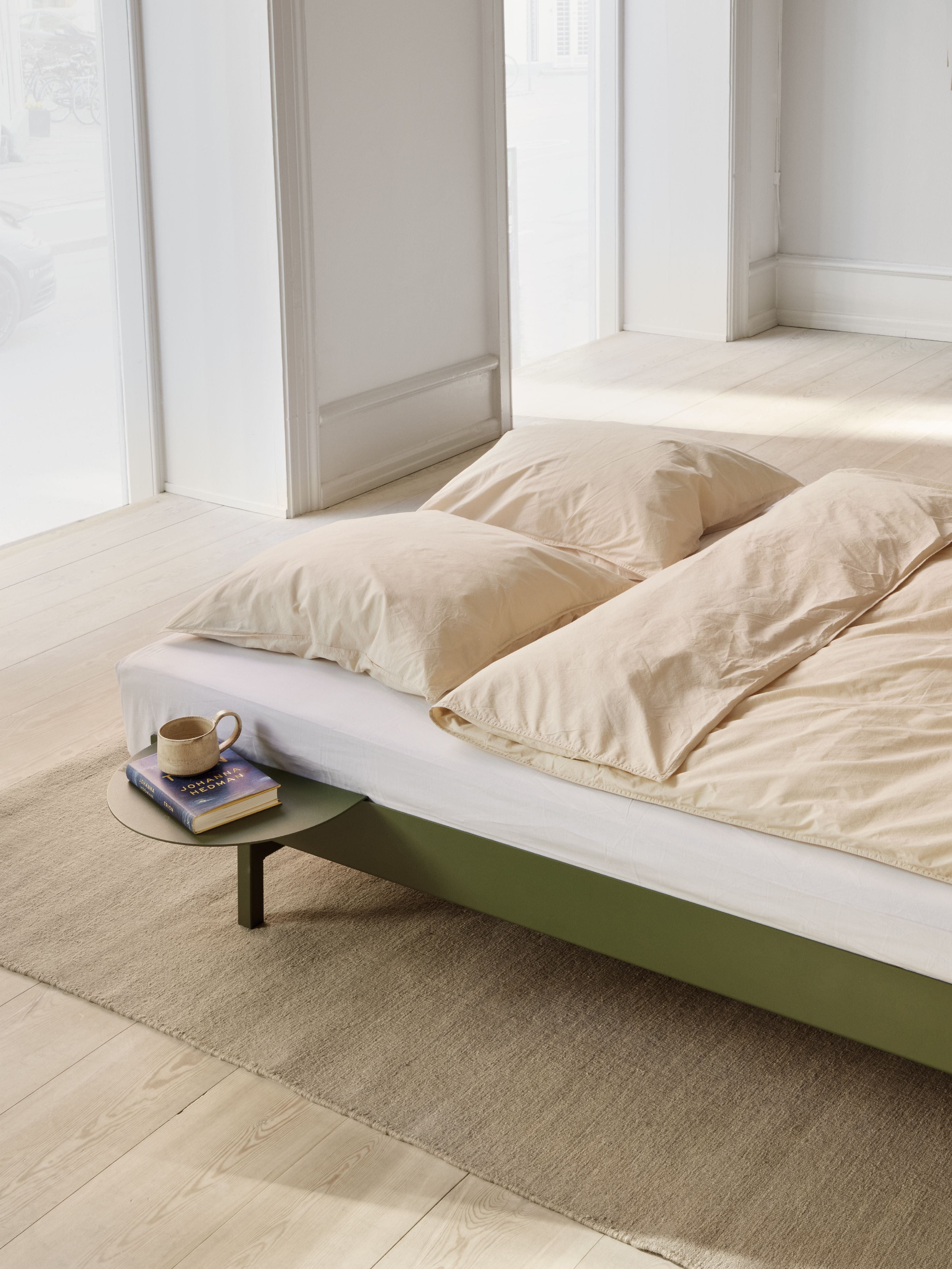 Moebe Bed With 2 Bedside Tables 90 180 Cm, Pine Green