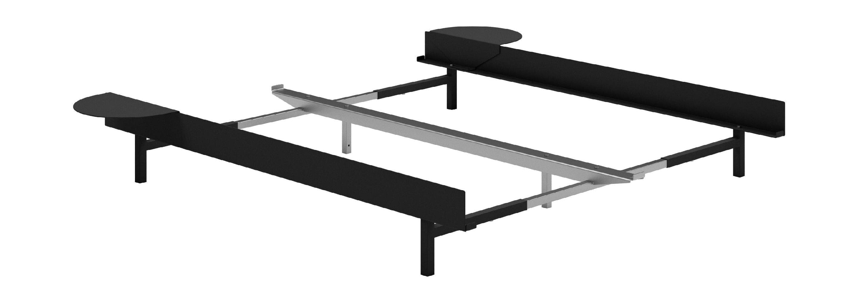 Moebe -säng med 2 sängbord 90 180 cm, svart