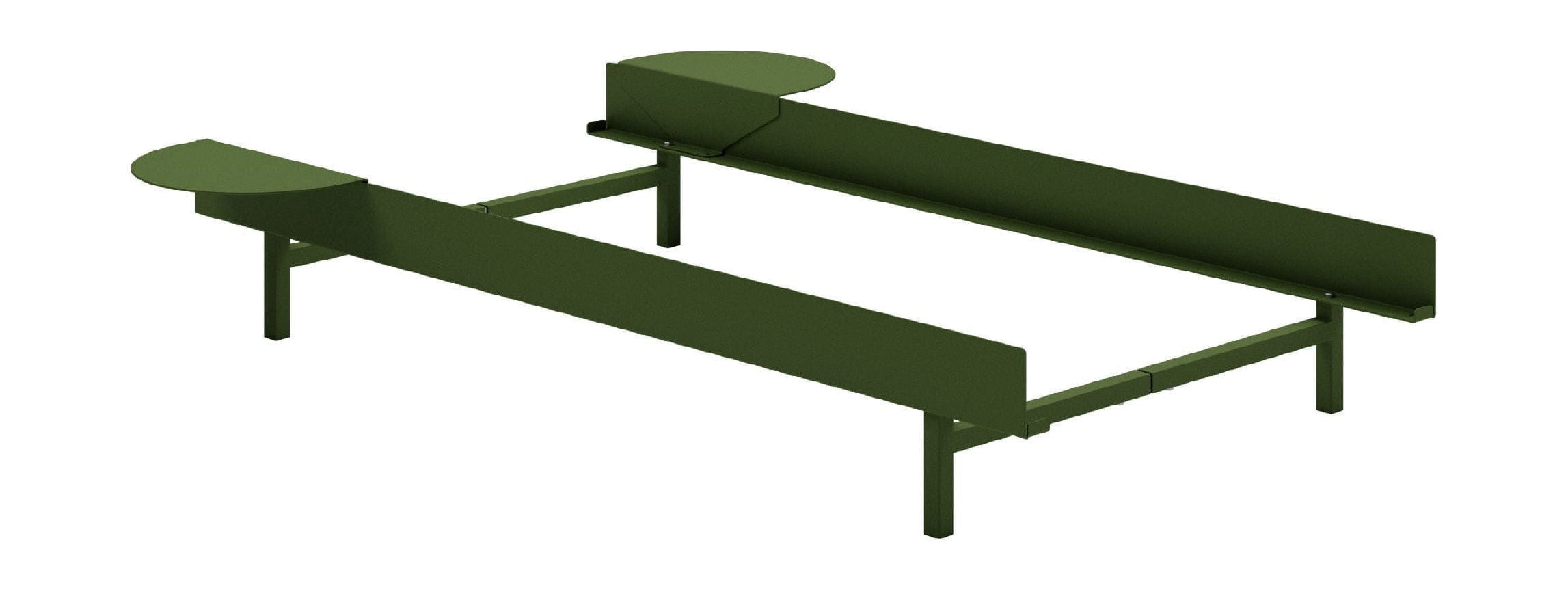 Lit Moebe avec 2 tables de chevet 90 cm, Green de pin
