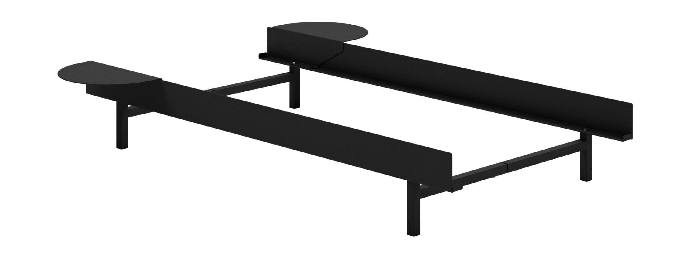 Cama moebe con 2 mesas de noche de 90 cm, negro