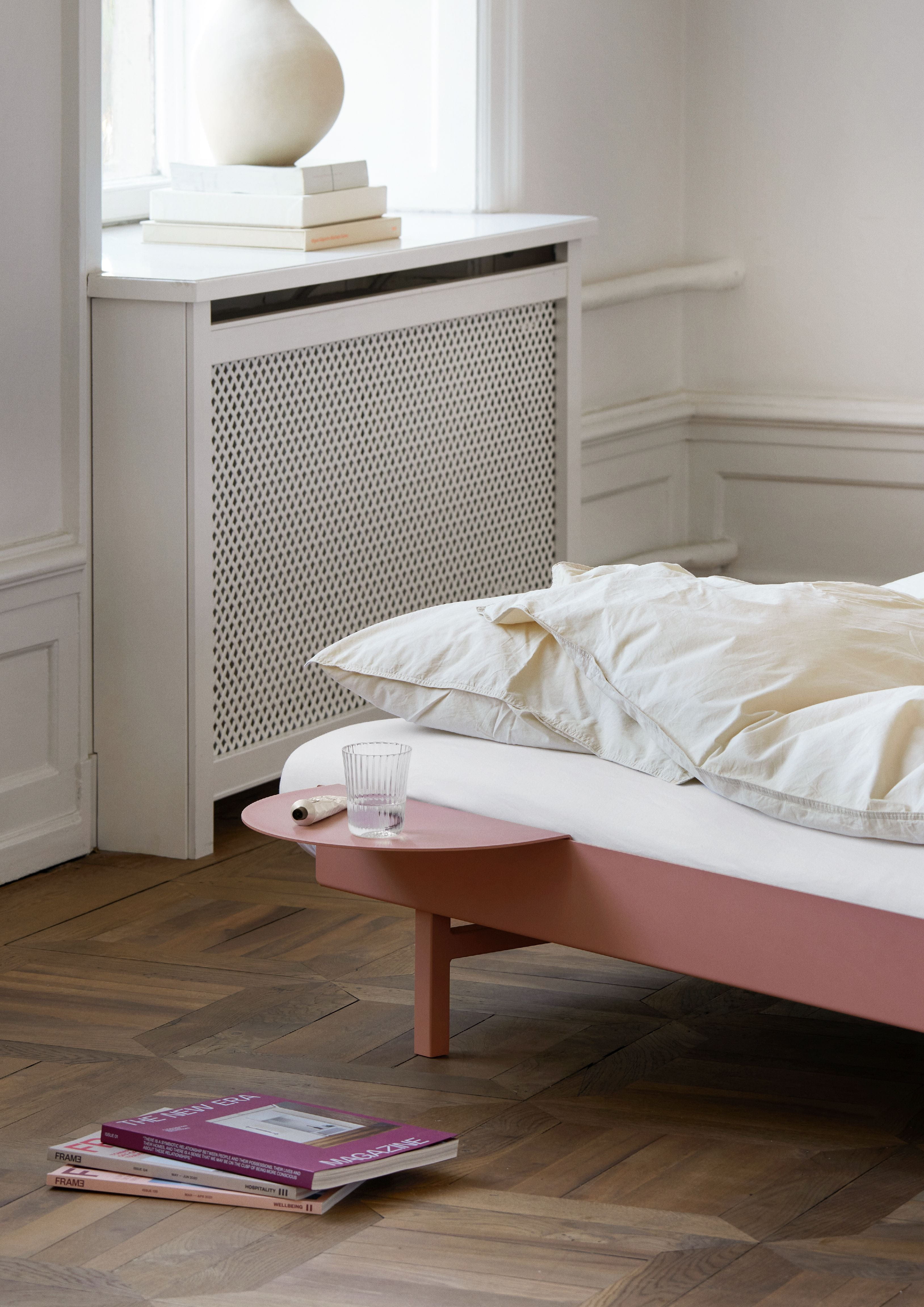 Lit moebe avec lits à lattes 160 cm, rose poussiéreuse