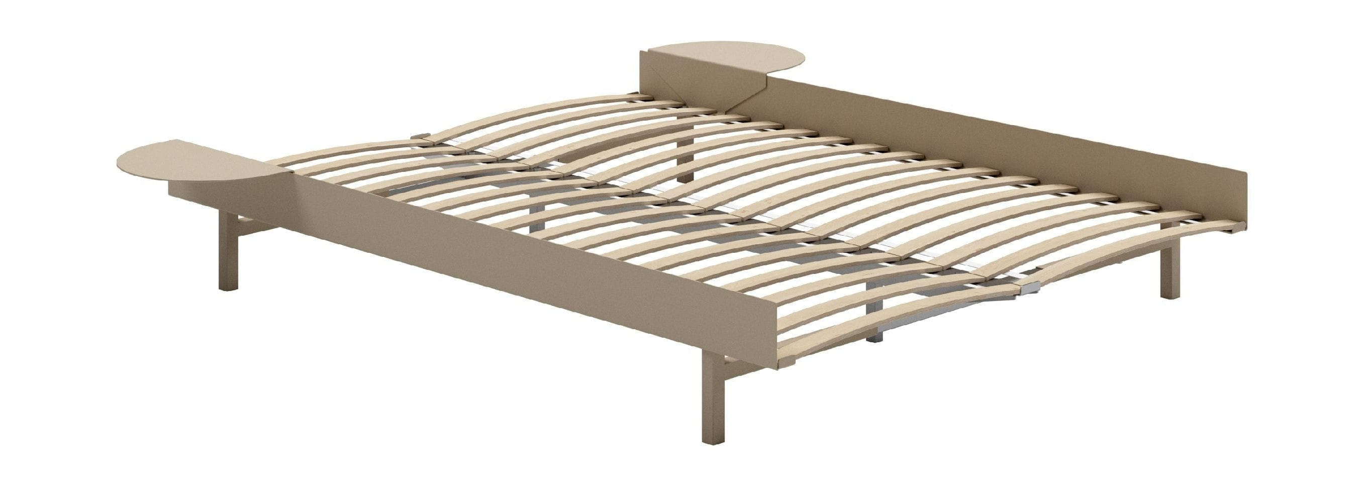 Moebe seng med lameller og 2 natborde 140 cm, sand